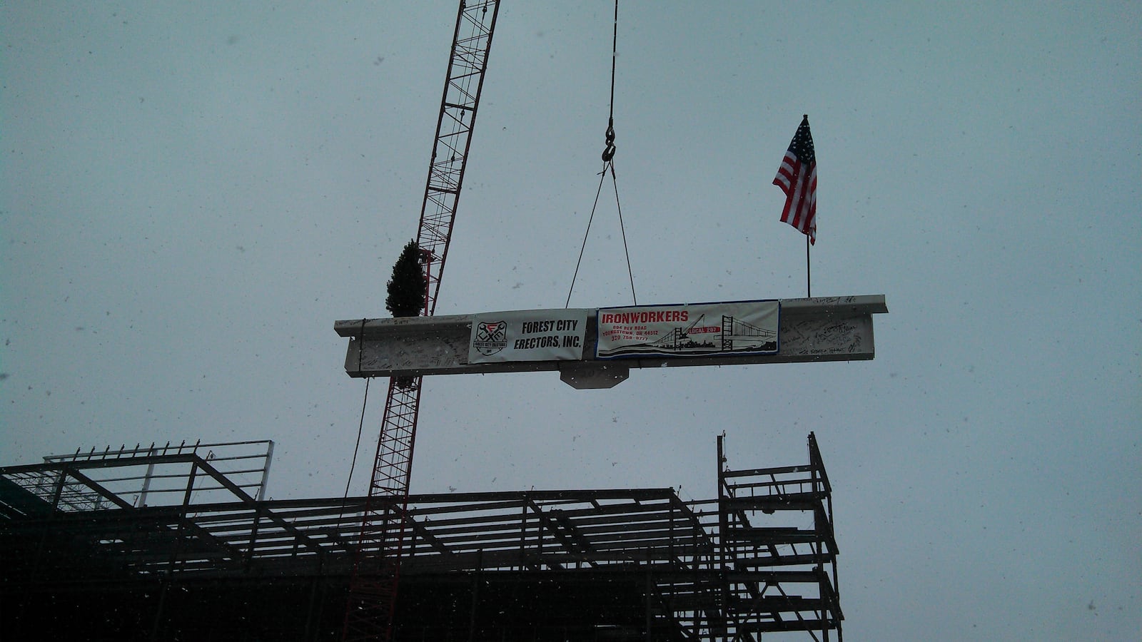 Shook Construction held a topping off ceremony for  St. Elizabeth Boardman Hospital in Youngstown. CONTRIBUTED