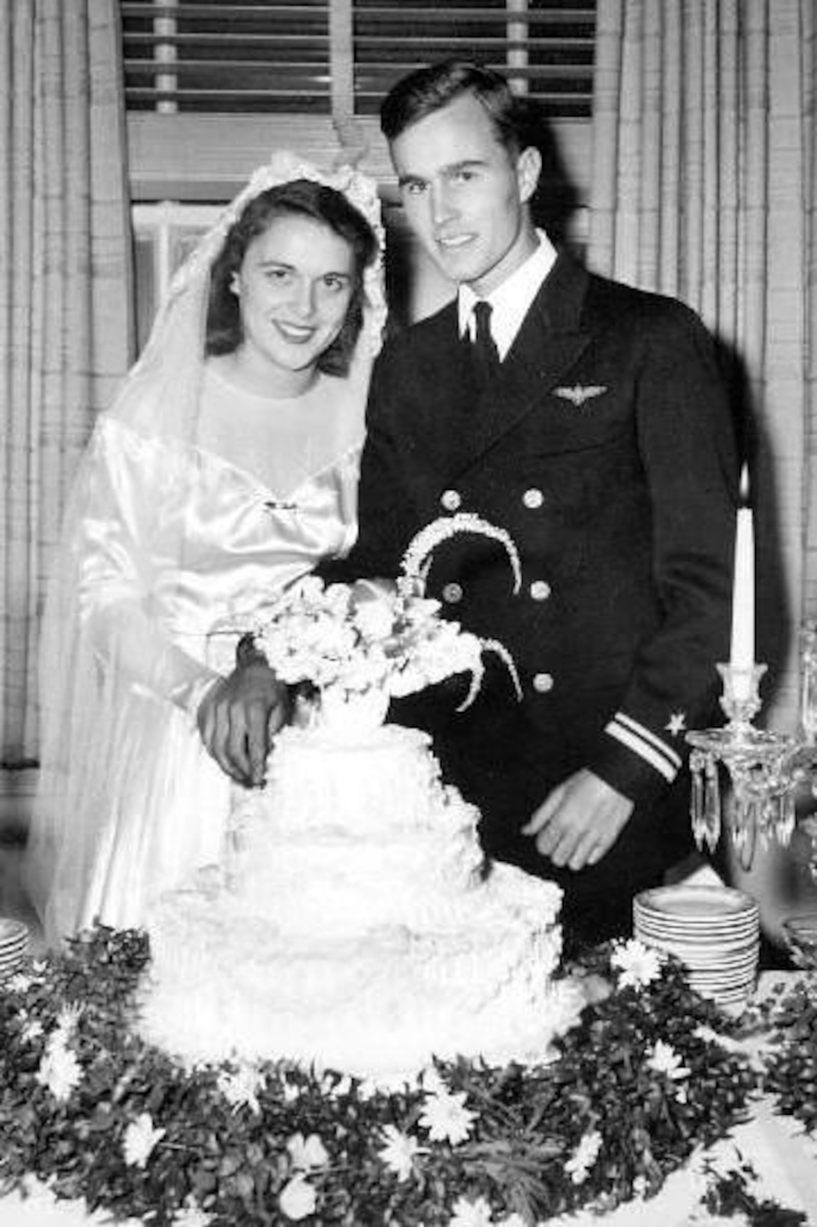 George and Barbara Bush on their wedding day. Photo: George H.W. Bush Presidential Library & Museum