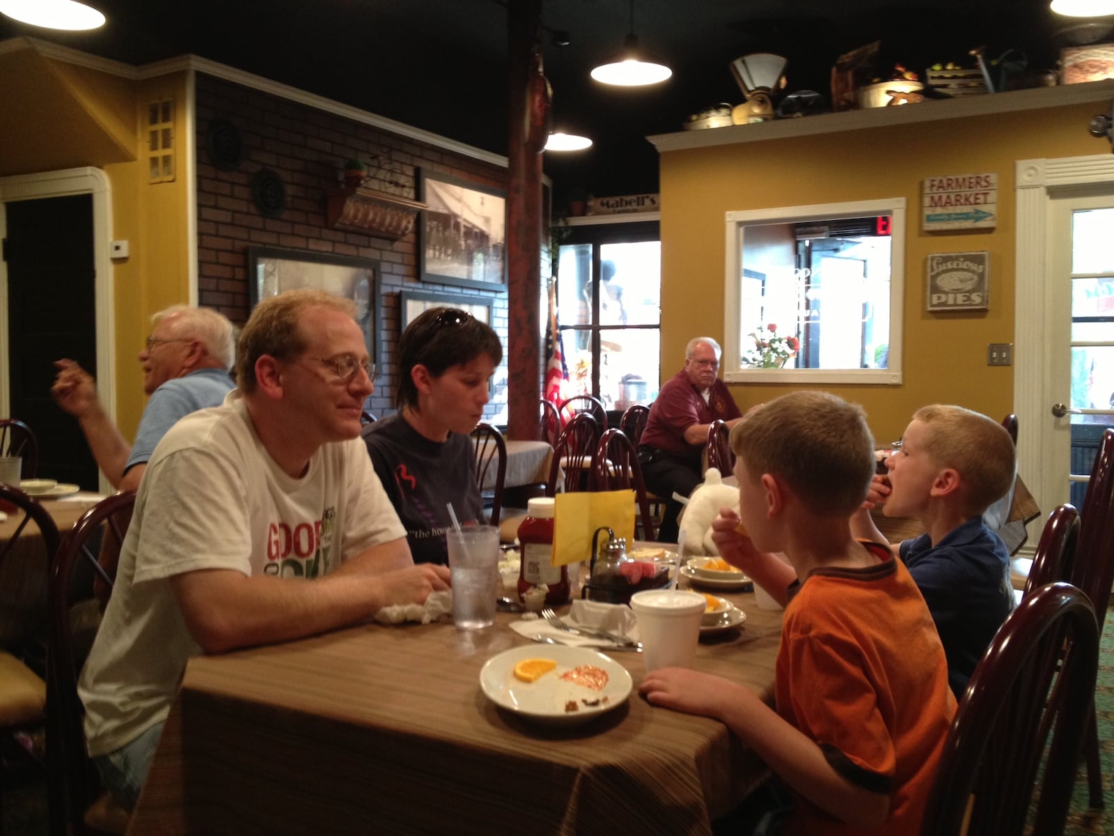 The Matthieu family of Vandalia is looking forward to homemade pie at Pearson House Restaurant.