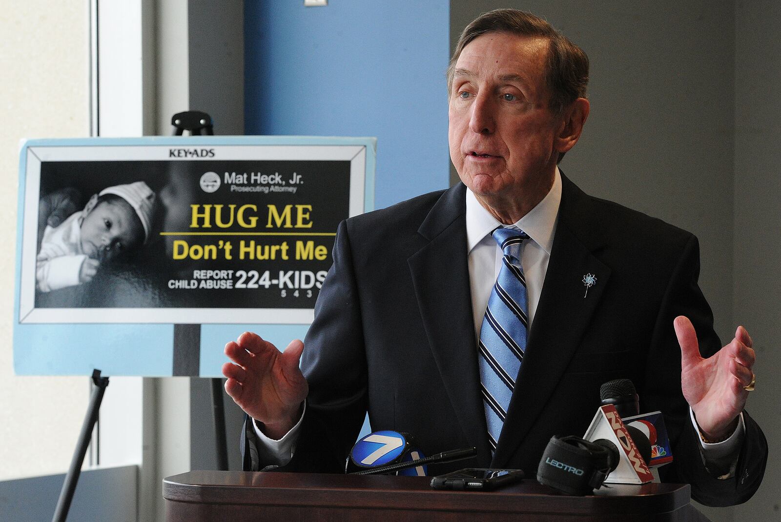 Montgomery County Prosecuting Attorney, Mat Heck, Jr. talks to the media Tuesday April 5, 2022 about the start of child abuse prevention month. MARSHALL GORBY\STAFF