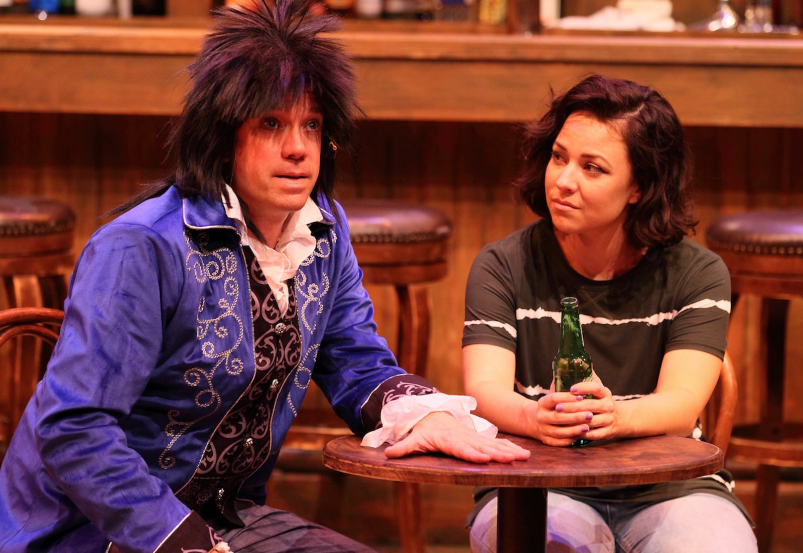 Drew Vidal (Facebender) and Allison Kelly (Nina) in the Human Race Theatre Company's production of "Airness."