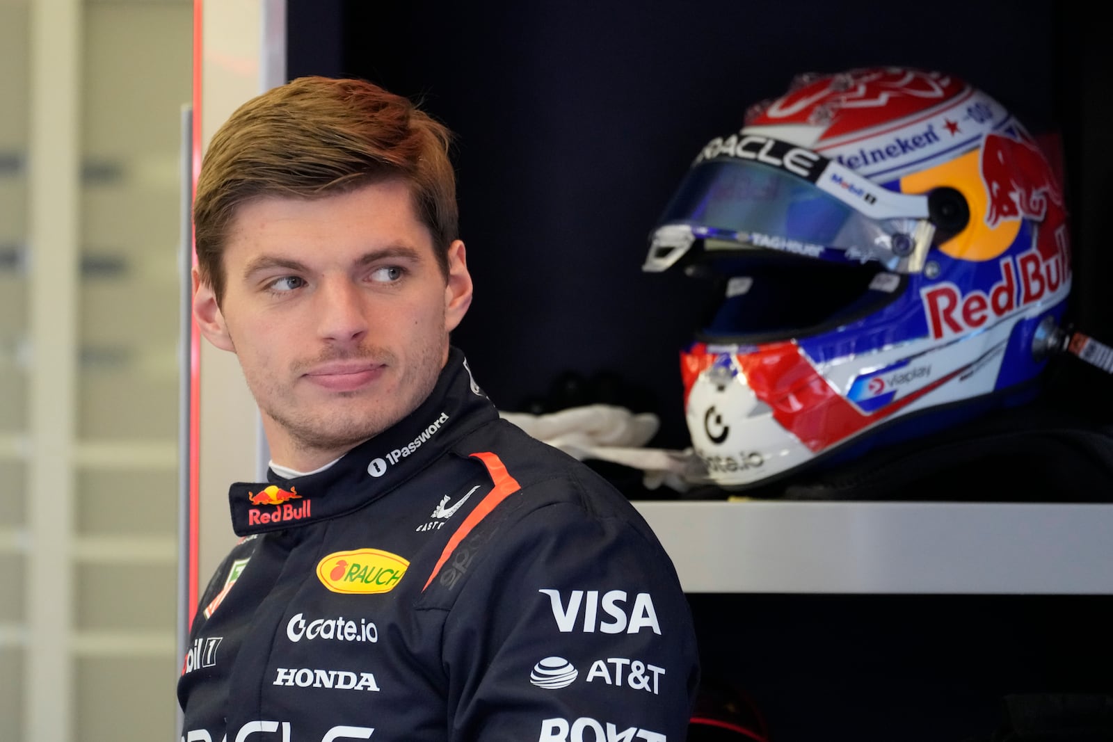 Red Bull driver Max Verstappen of the Netherlands prepares for the pit during a Formula One pre-season test at the Bahrain International Circuit in Sakhir, Bahrain, Wednesday, Feb. 26, 2025. (AP Photo/Darko Bandic)