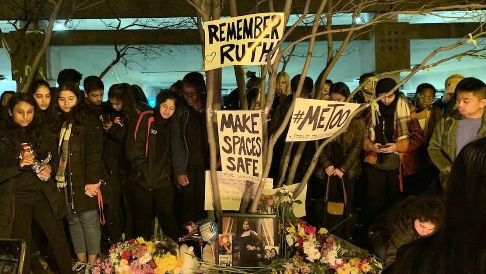 A memorial honoring U of Illinois at Chicago student Ruth George, 19, is held Nov. 25, 2019, on campus. (University of Illinois at Chicago)