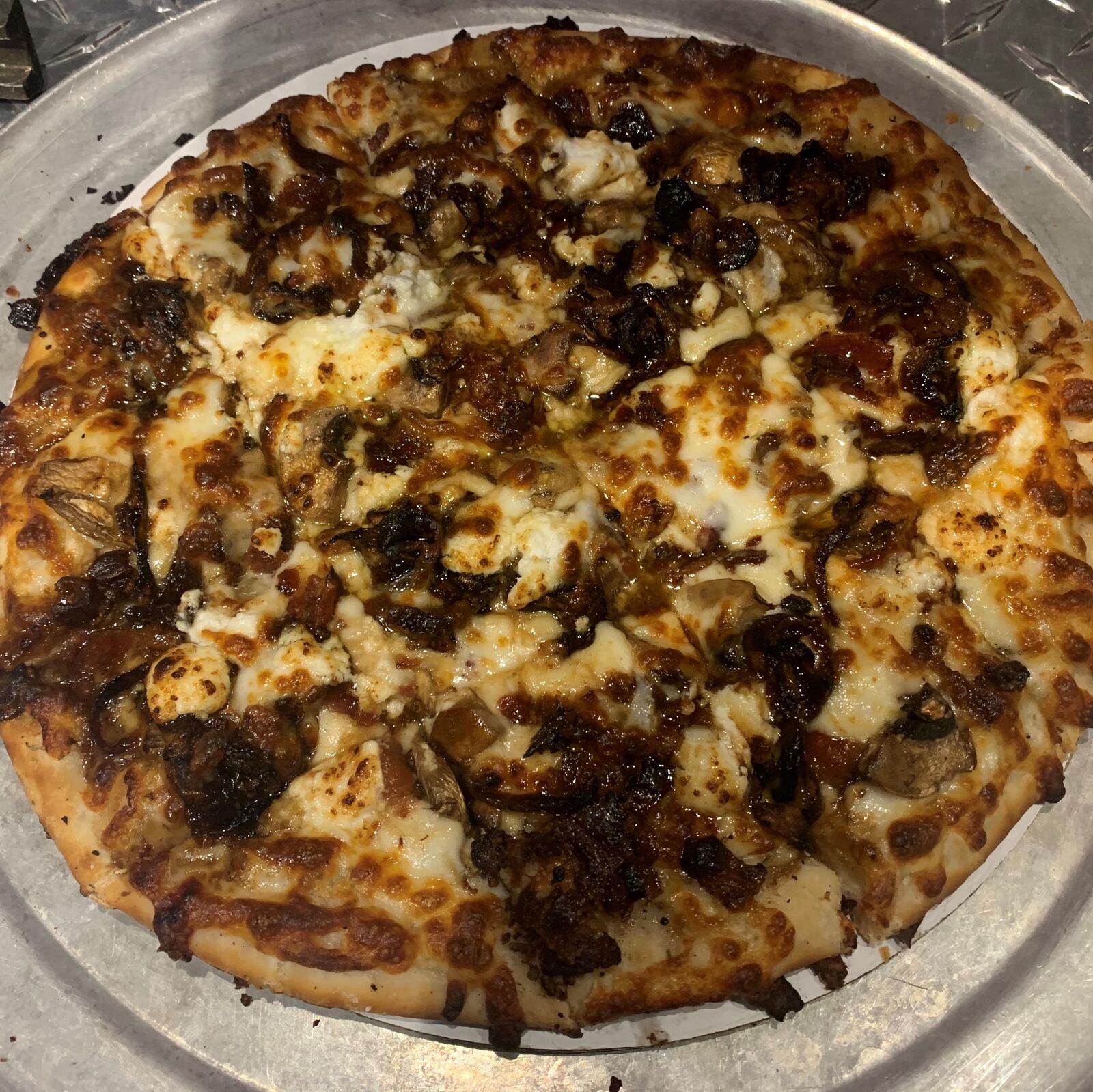 Rip Rap Roadhouse will be serving Bacon pizza Aug. 15-22, 2020, with mozzarella and provolone cheese blend, bacon, fresh mushrooms, caramelized onions, goat cheese and a seasoned olive oil. CONTRIBUTED