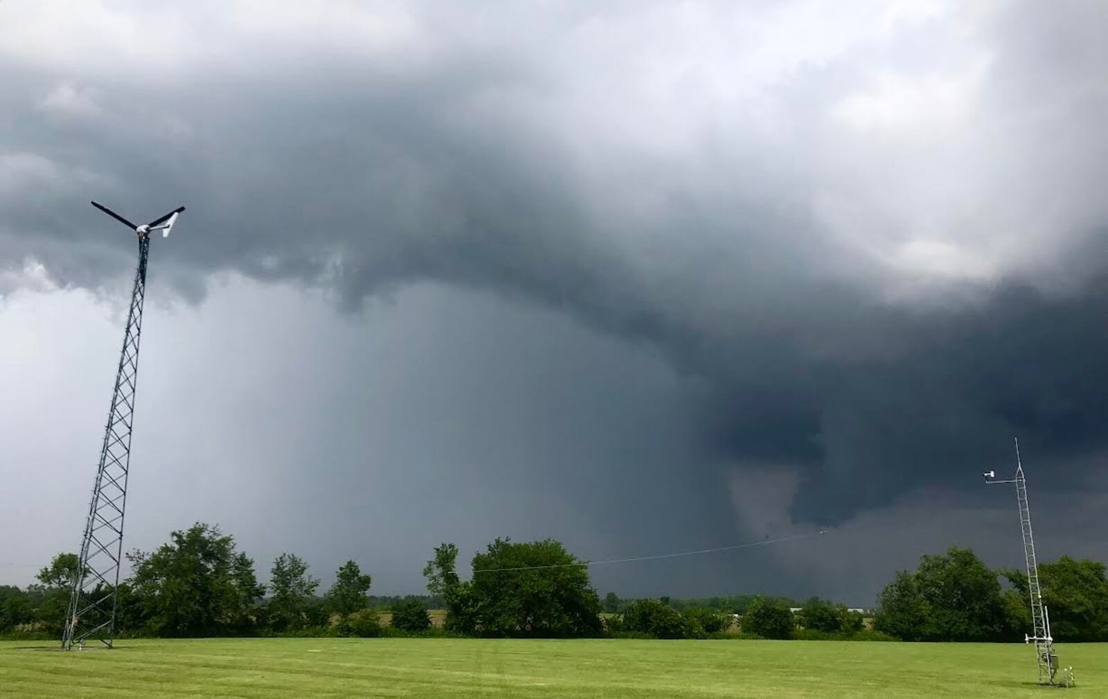 Photo of the storm that moved over the National Weather Service office in Wilmington on June 8, 2022. The image shows a rain shaft and scud cloud, the NWS said.