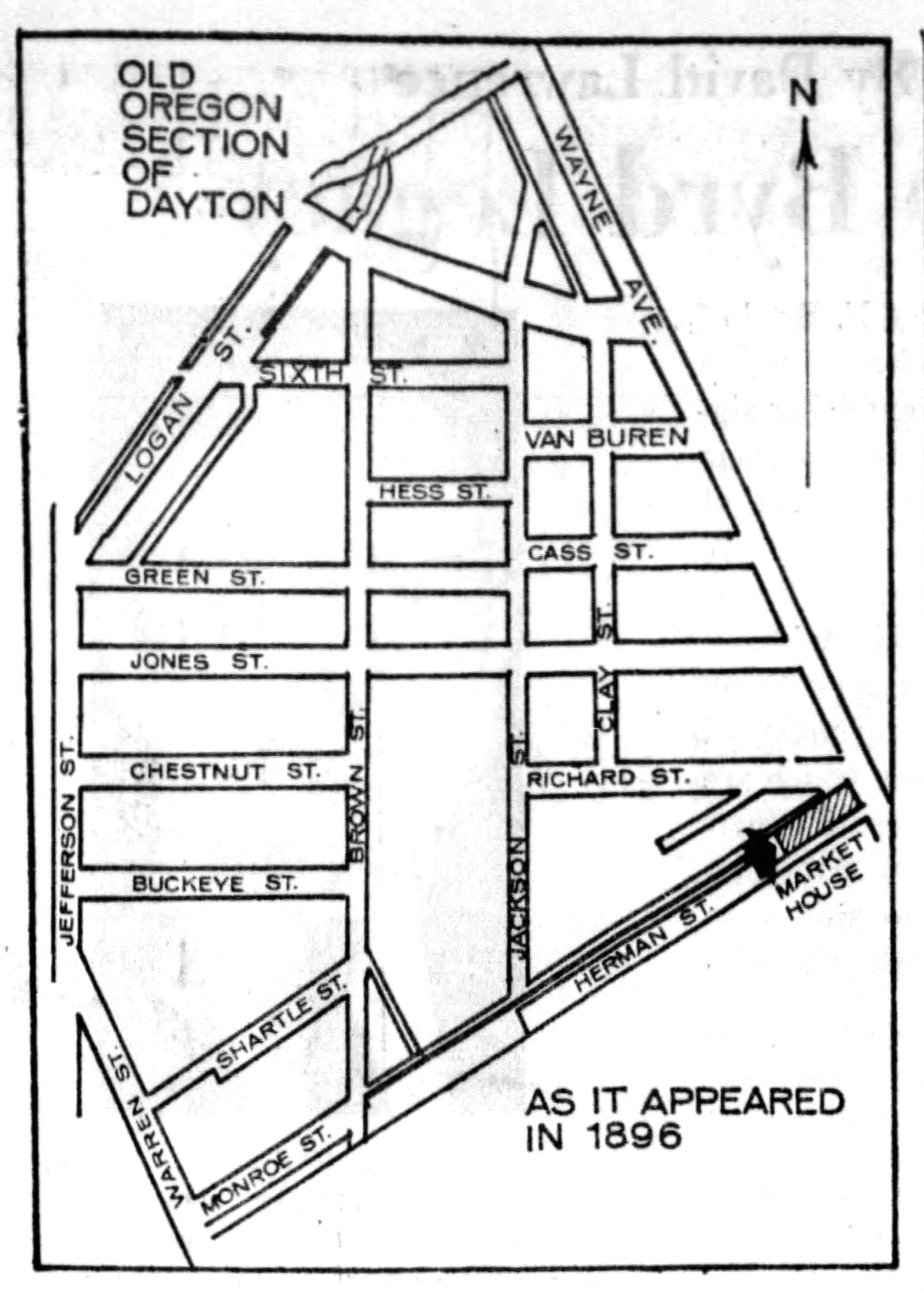 Old Oregon Section of Dayton as it appeared in 1896. DAYTON DAILY NEWS ARCHIVES.