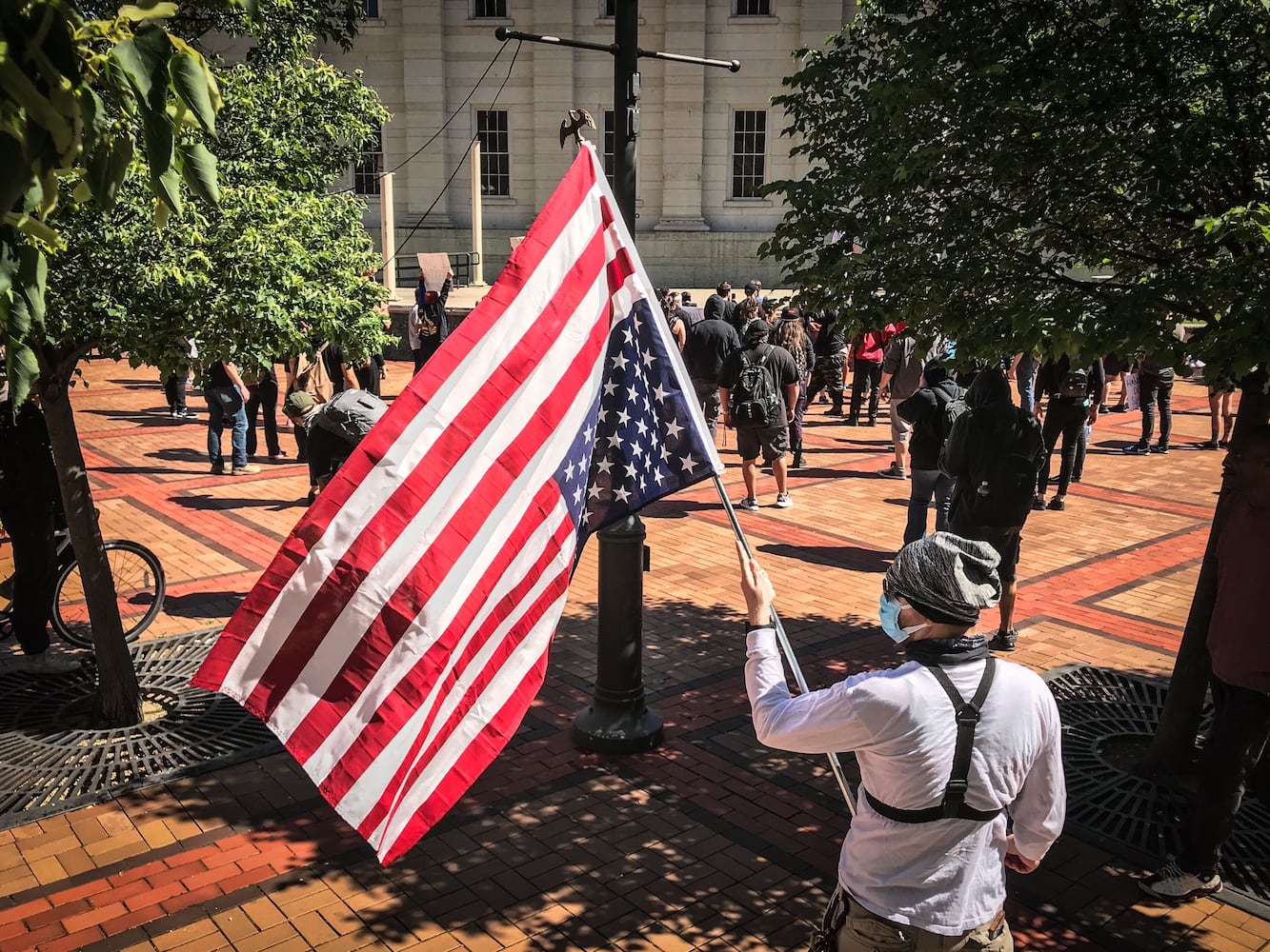 Protesters in downtown Dayton on Sunday