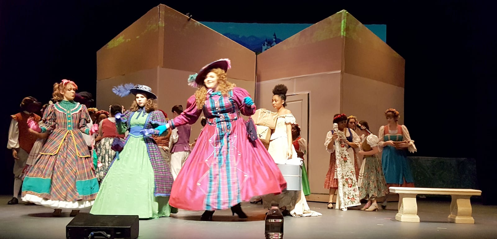 Clara Bement as Joy;  Ana Smith as Grace; Fischer Barnett as step mother and  Kiama As Tenza as Cinderella in Stivers School for the Arts' presentation of "Cinderella."