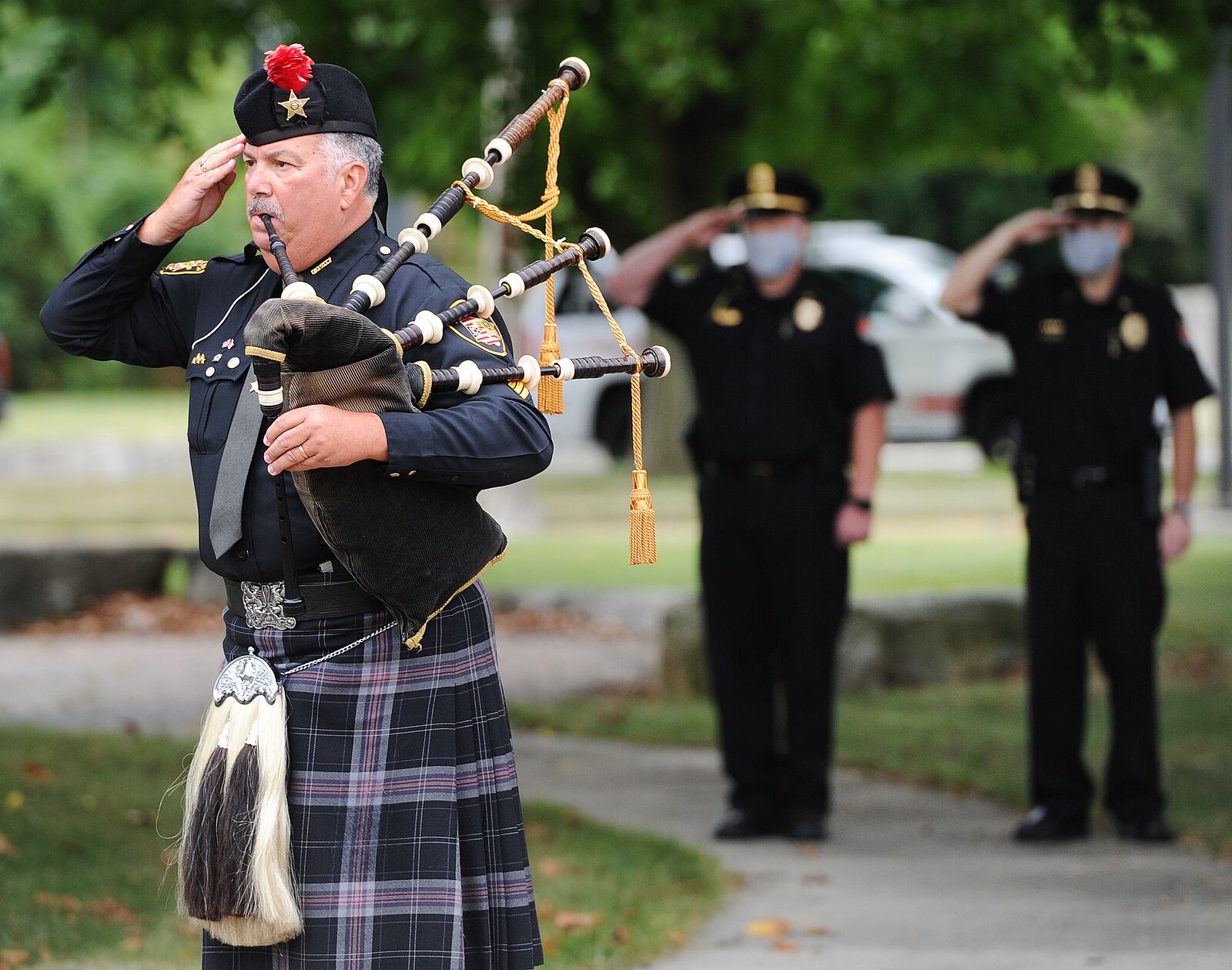 The city of Fairborn honored those who lost their lives on September 11, 2001, at a memorial ceremony Friday held at the National Center for Medical Readiness at Calamityville, in Fairborn. MARSHALL GORBY\STAFF