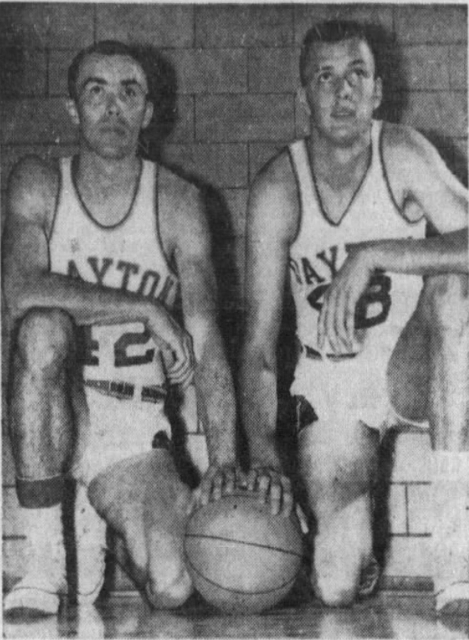 The co-captains of Dayton's 1962 NIT championship team are picture: Tom Hatton, left, and Garry Roggenburk. Dayton Daily News photo