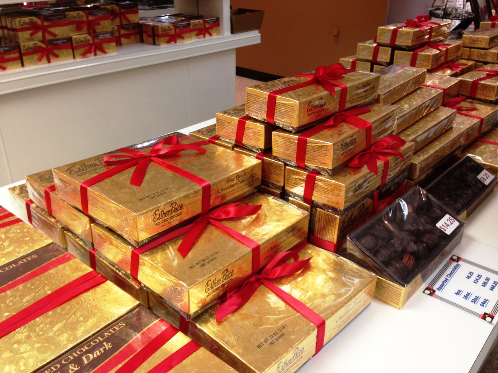 Esther Prices Candies in Dayton sells over half a million boxes of assorted chocolates every year.