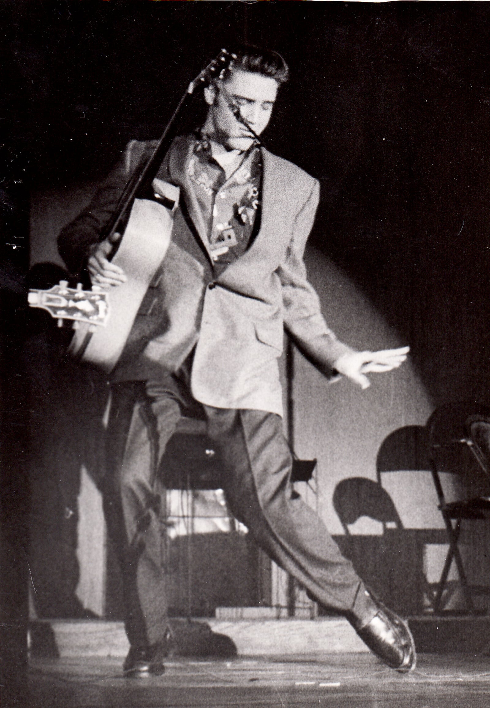 Elvis Presley performing on his first visit to Dayton. He played at the University of Dayton Fieldhouse Sunday May 27, 1956. DAYTON DAILY NEWS ARCHIVE