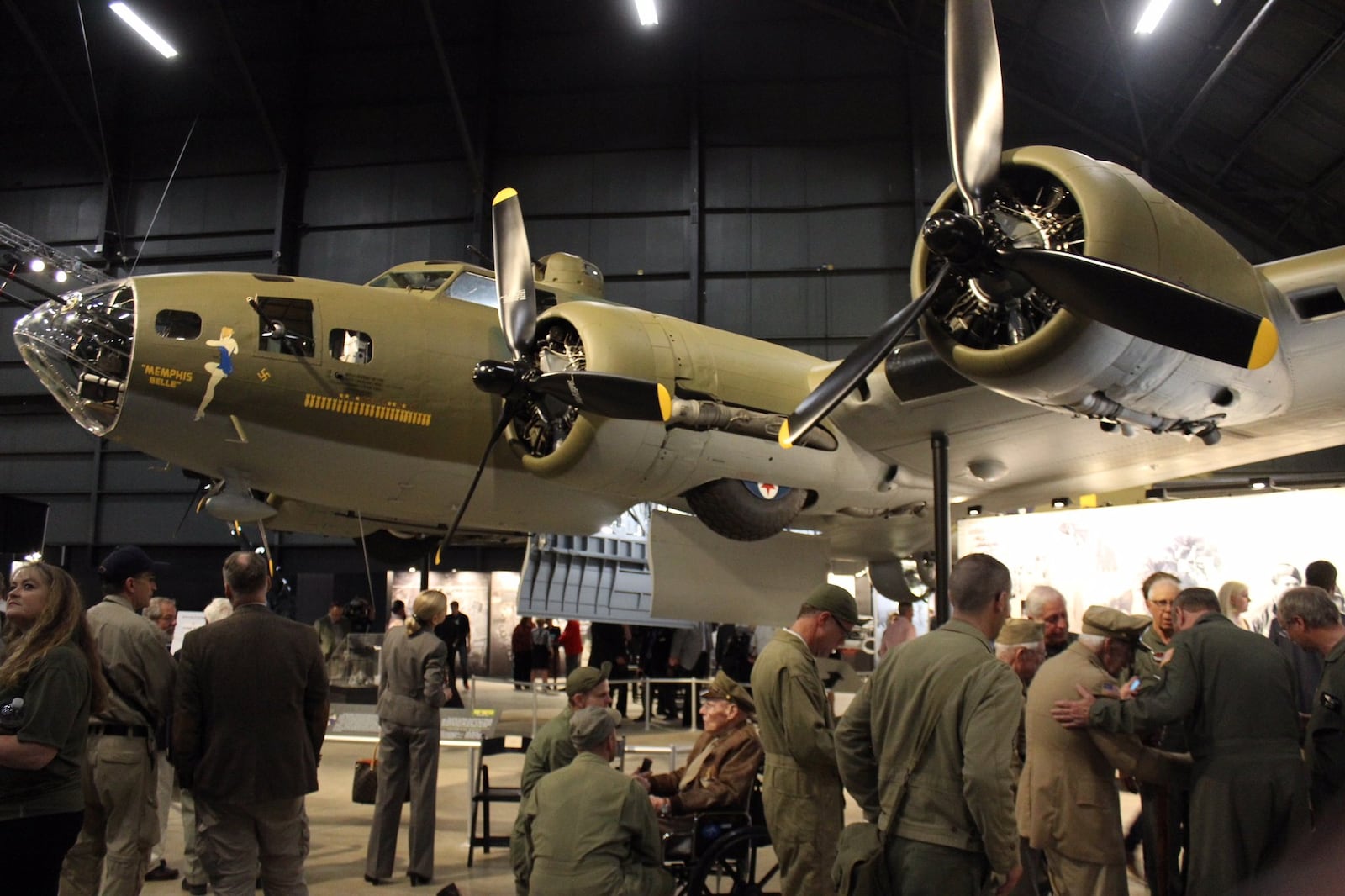 The B-17 Memphis Belle was unveiled in a private ceremony Wednesday and opened to the public Thursday. MICHAEL BURIANEK / STAFF