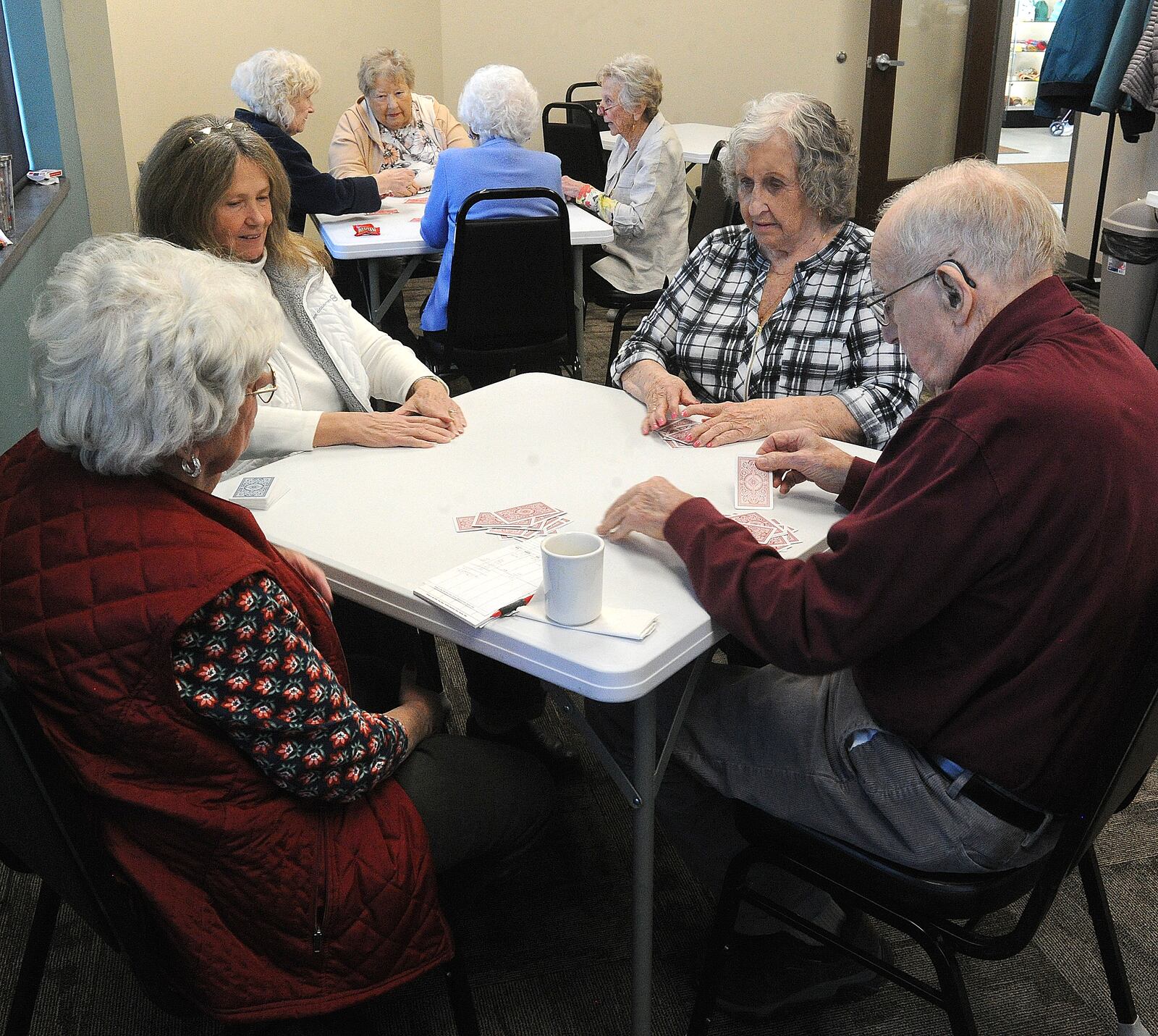 The Bridge Club meets two times a week at the Xenia Adult Recreation & Services Center. MARSHALL GORBY\STAFF