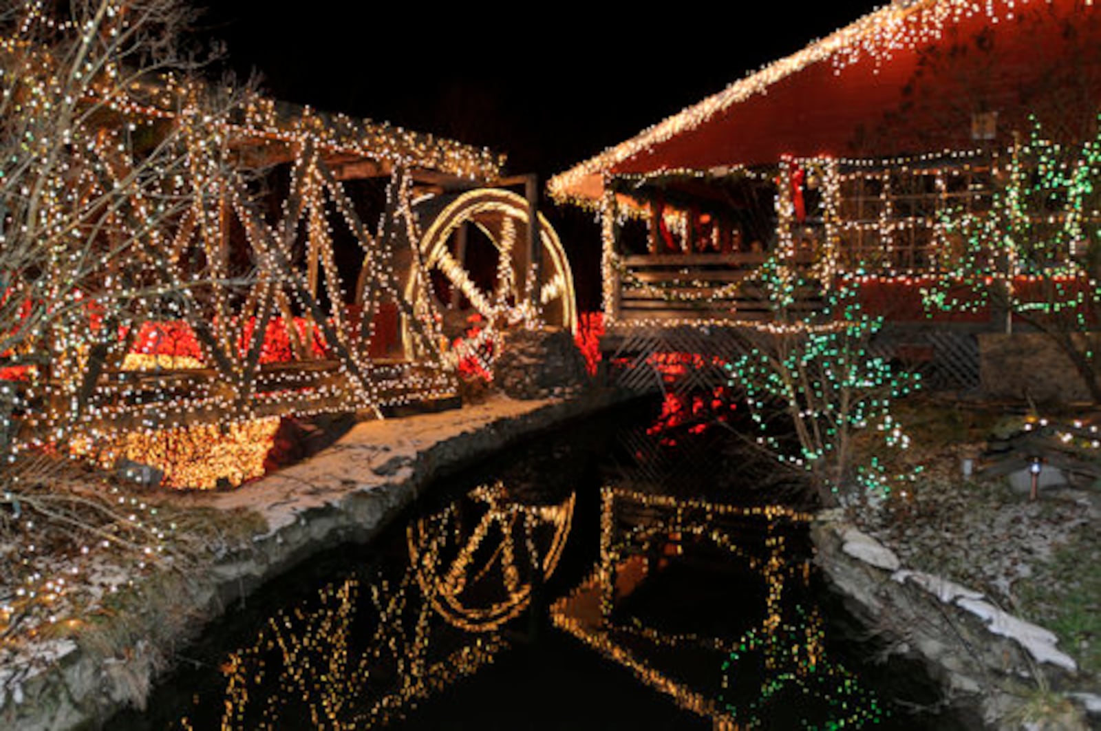 Clifton Mill holiday lights.