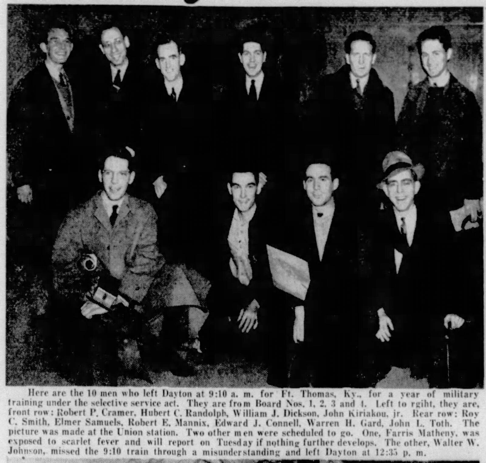 Nov. 20, 1940: Montgomery County's first draftees leave for camp. DAYTON DAILY NEWS ARCHIVES