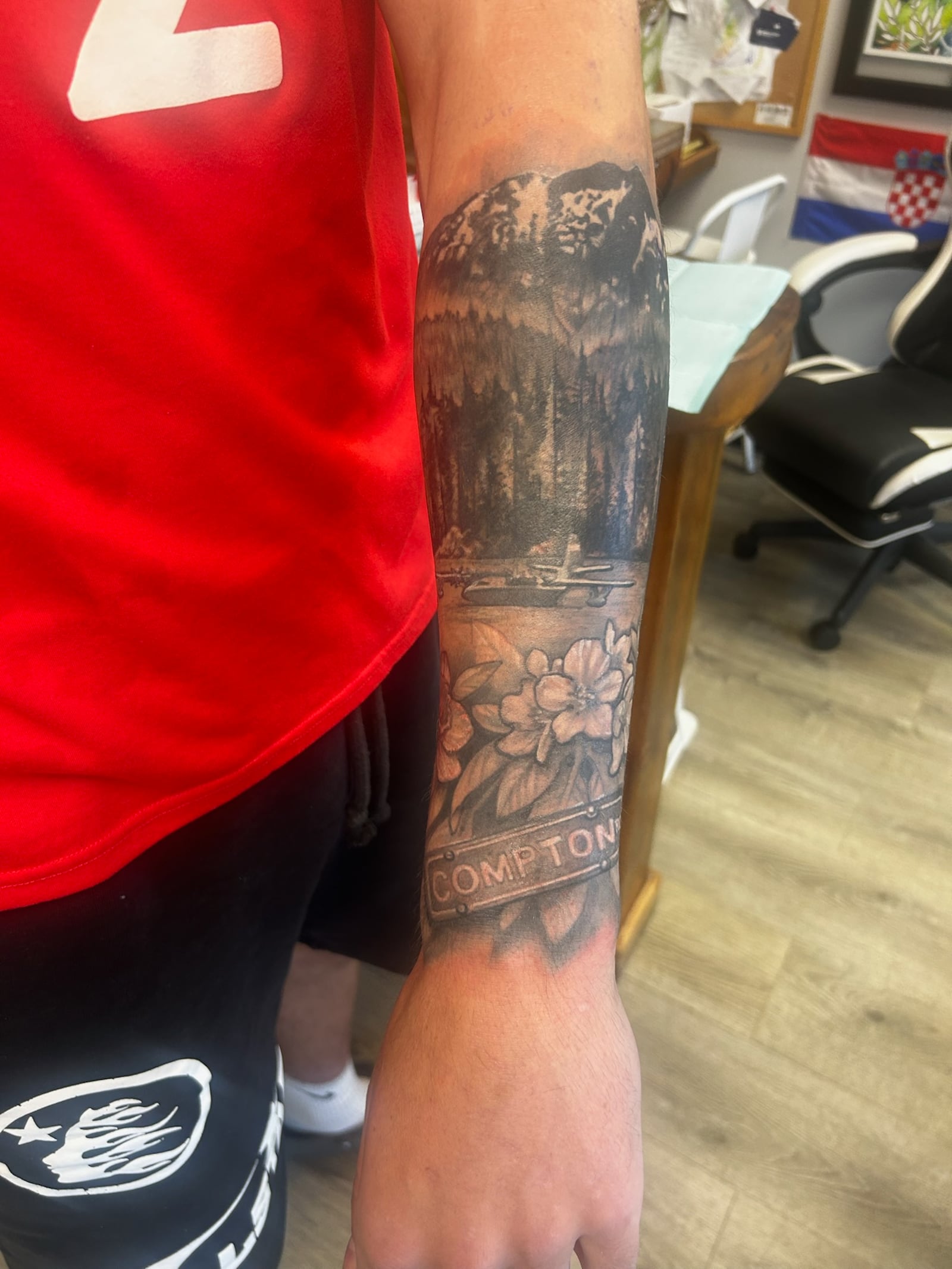 The tattoo on the left forearm of Dayton basketball player Isaac Jack. CONTRIBUTED