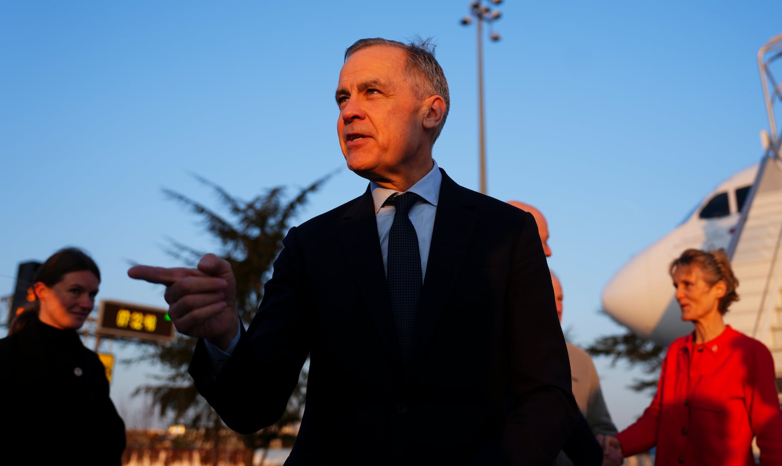 Canada's Prime Minister Mark Carney arrives in Paris, Monday, March 17, 2025. (Sean Kilpatrick/The Canadian Press via AP)