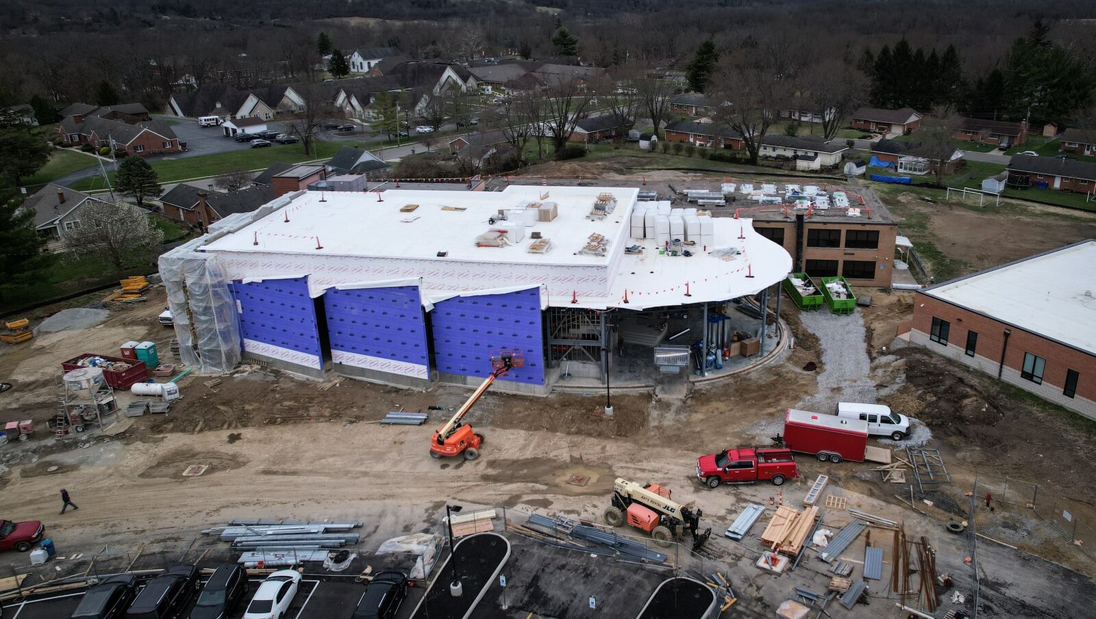 Wayne Local Schools are building a new performing arts center, district administrative offices and a flexible space classroom expansion wing. JIM NOELKER/STAFF