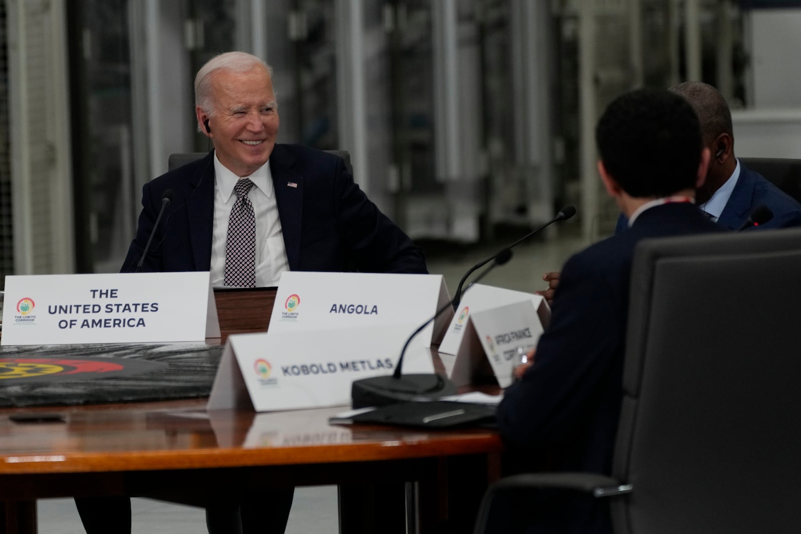 President Joe Biden participates in the Lobito Corridor Trans-Africa Summit at the Carrinho food processing factory near Lobito, Angola, on Wednesday, Dec. 4, 2024. (AP Photo/Ben Curtis)