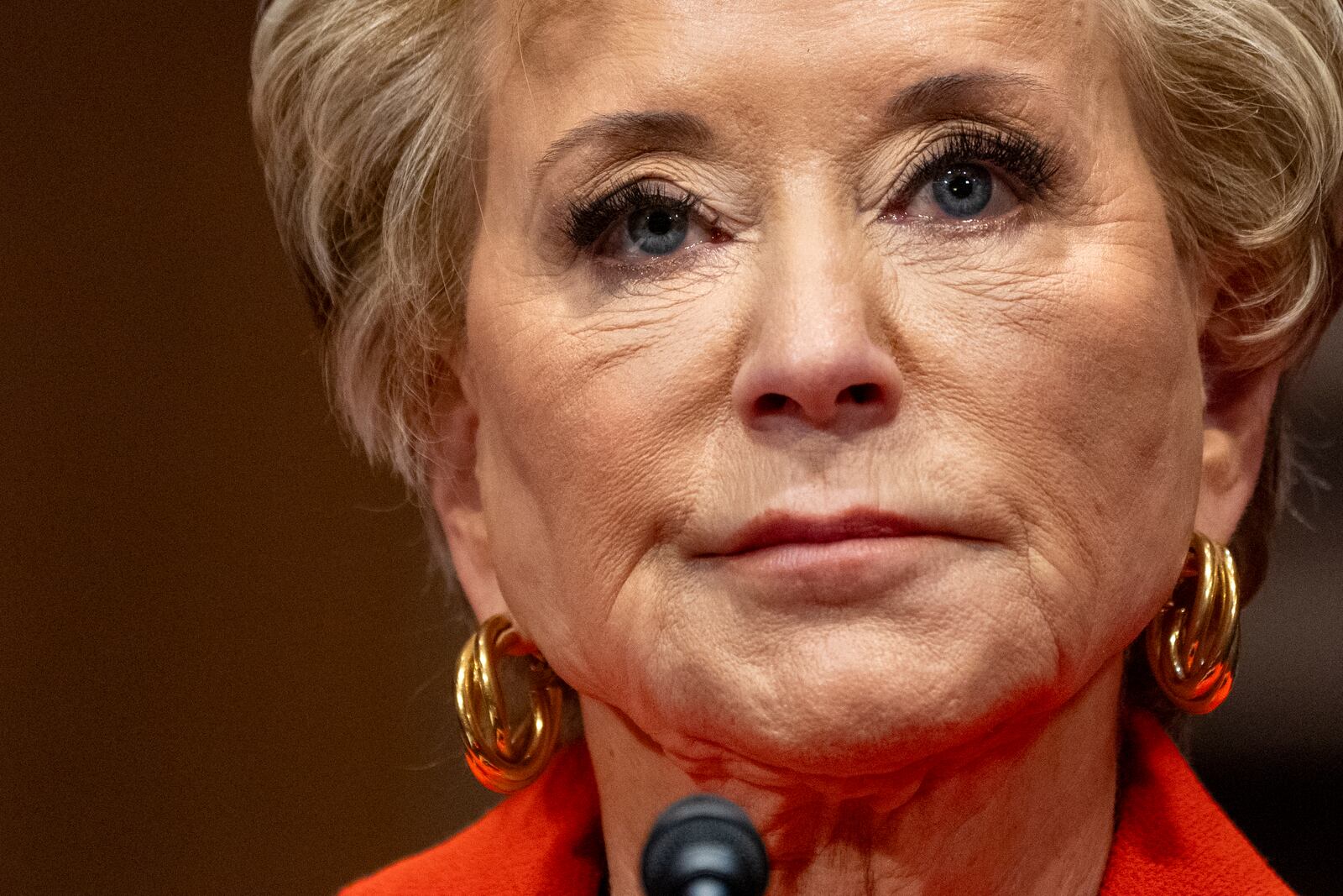 Linda McMahon, President Donald Trump's nominee for Secretary of Education, attends a hearing of the Health, Education, and Labor Committee on her nomination, Thursday, Feb. 13, 2025, in Washington. (AP Photo/Jacquelyn Martin)