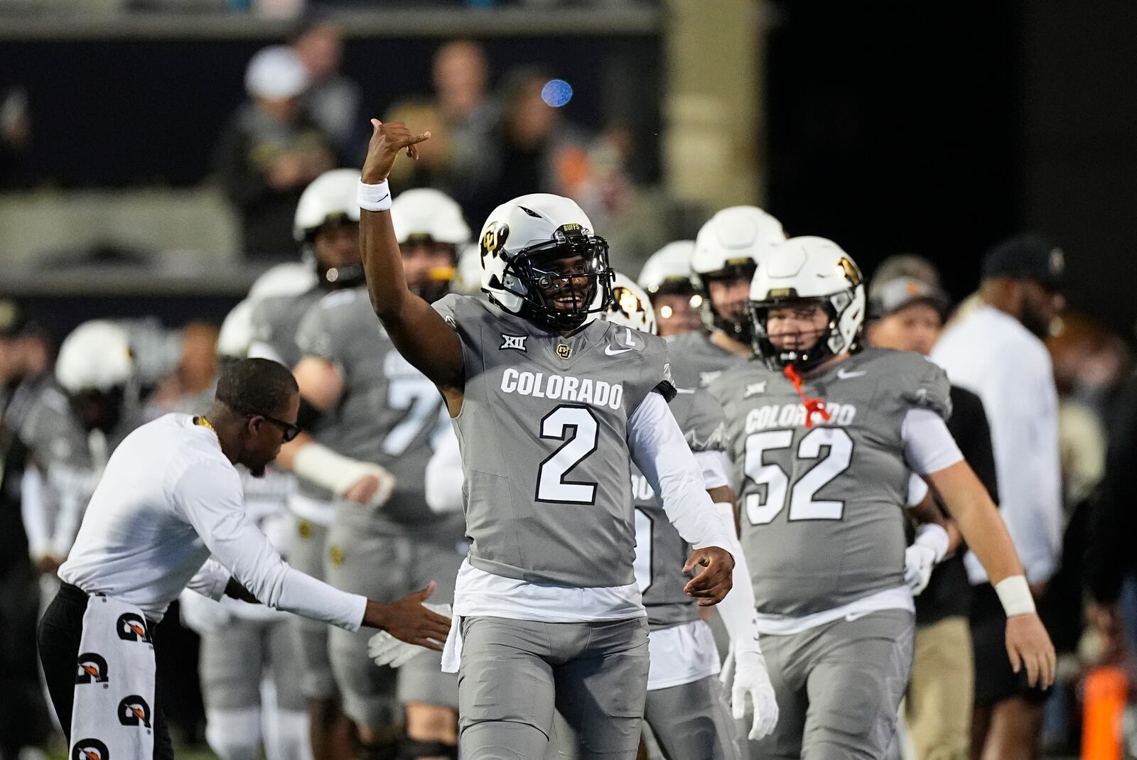 FILE - Colorado quarterback Shedeur Sanders (2) warms up before an NCAA college football game Saturday, Oct. 26, 2024, in Boulder, Colo. AP Photo/David Zalubowski, File)