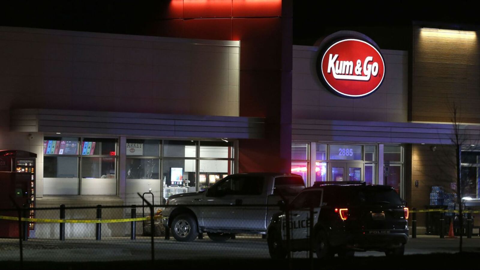 Springfield police Officer Christopher Ryan Walsh was one of four people killed as he responded Sunday, March 15, 2020, to a shooting at a Kum & Go gas station on East Chestnut Expressway in Springfield, Mo. An employee and two others were also killed inside before the gunman, Joaquin S. Roman, killed Walsh and then himself. (Nathan Papes/Springfield News-Leader via AP)