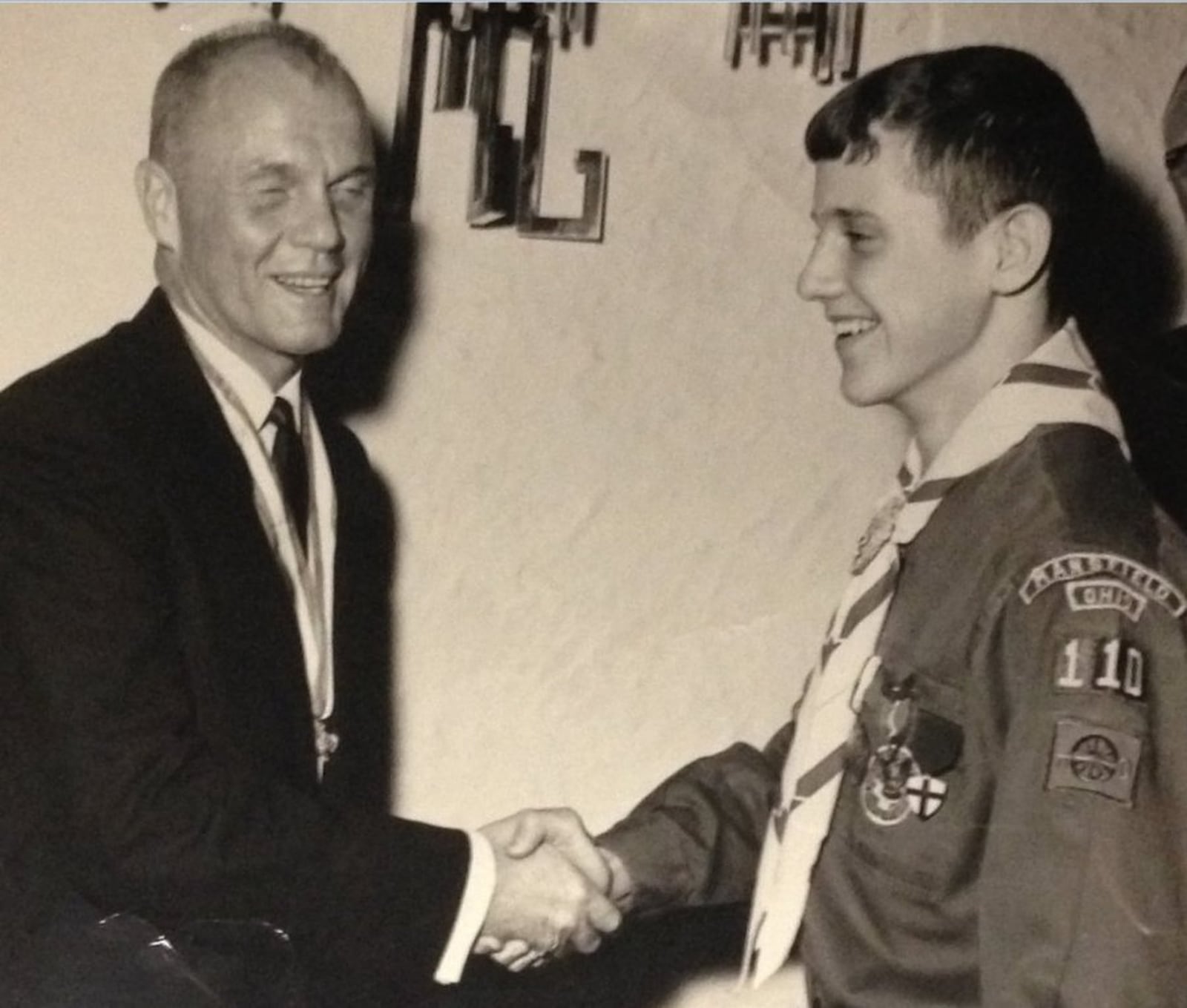 Sen. Sherrod Brown, D-Ohio, met John Glenn for the first time at Brown’s Eagle Scout Ceremony in 1969. Brown said the meeting made a big impression on him because Glenn - perhaps the most famous man in America at the time stayed and took the time to meet and take a photo with every boy there. He says it reinforced the value to him that “every person matters.” CONTRIBUTED.