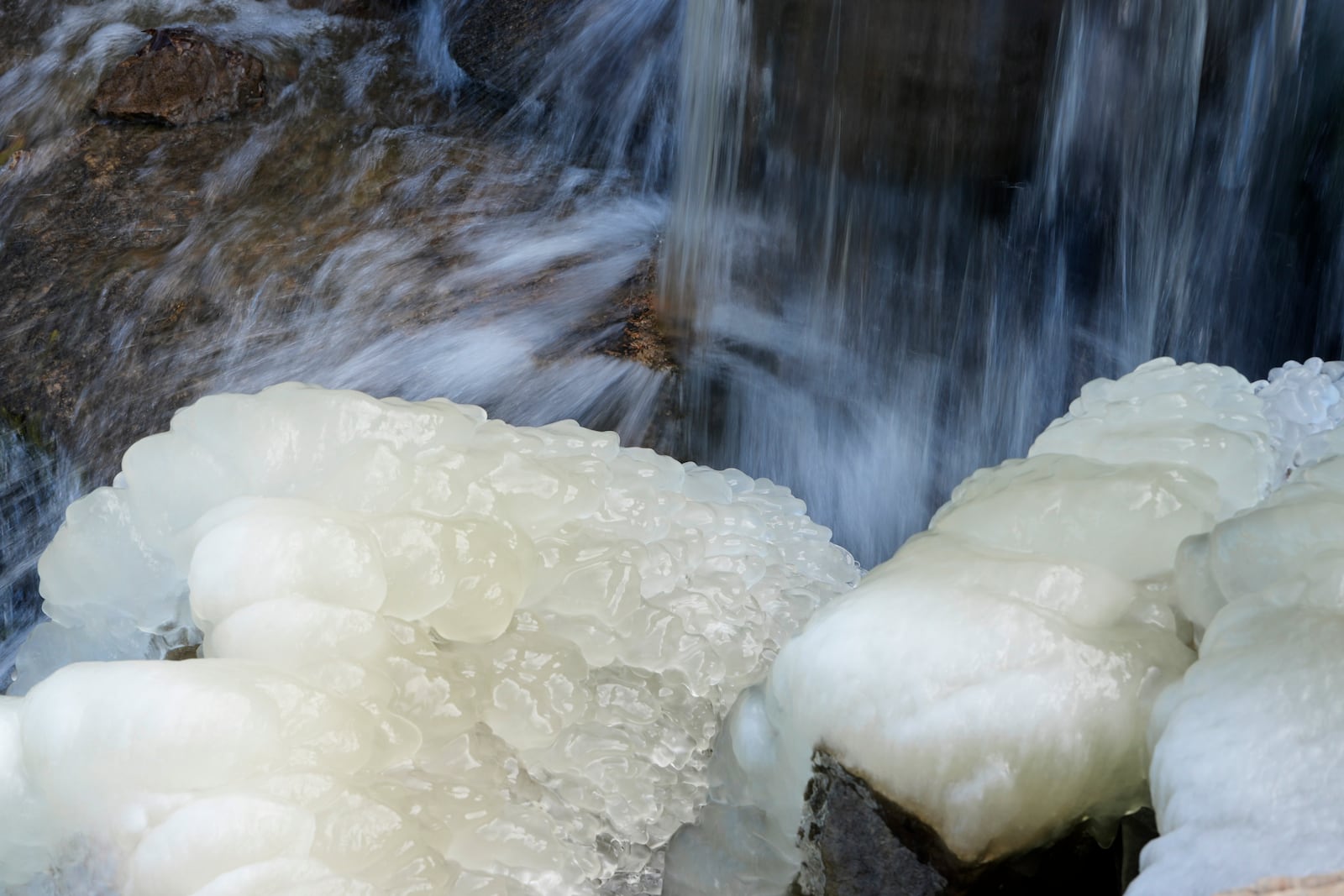 Cold temperatures freeze water in a fountain in Allen, Texas, Thursday, Feb. 20, 2025. (AP Photo/LM Otero)