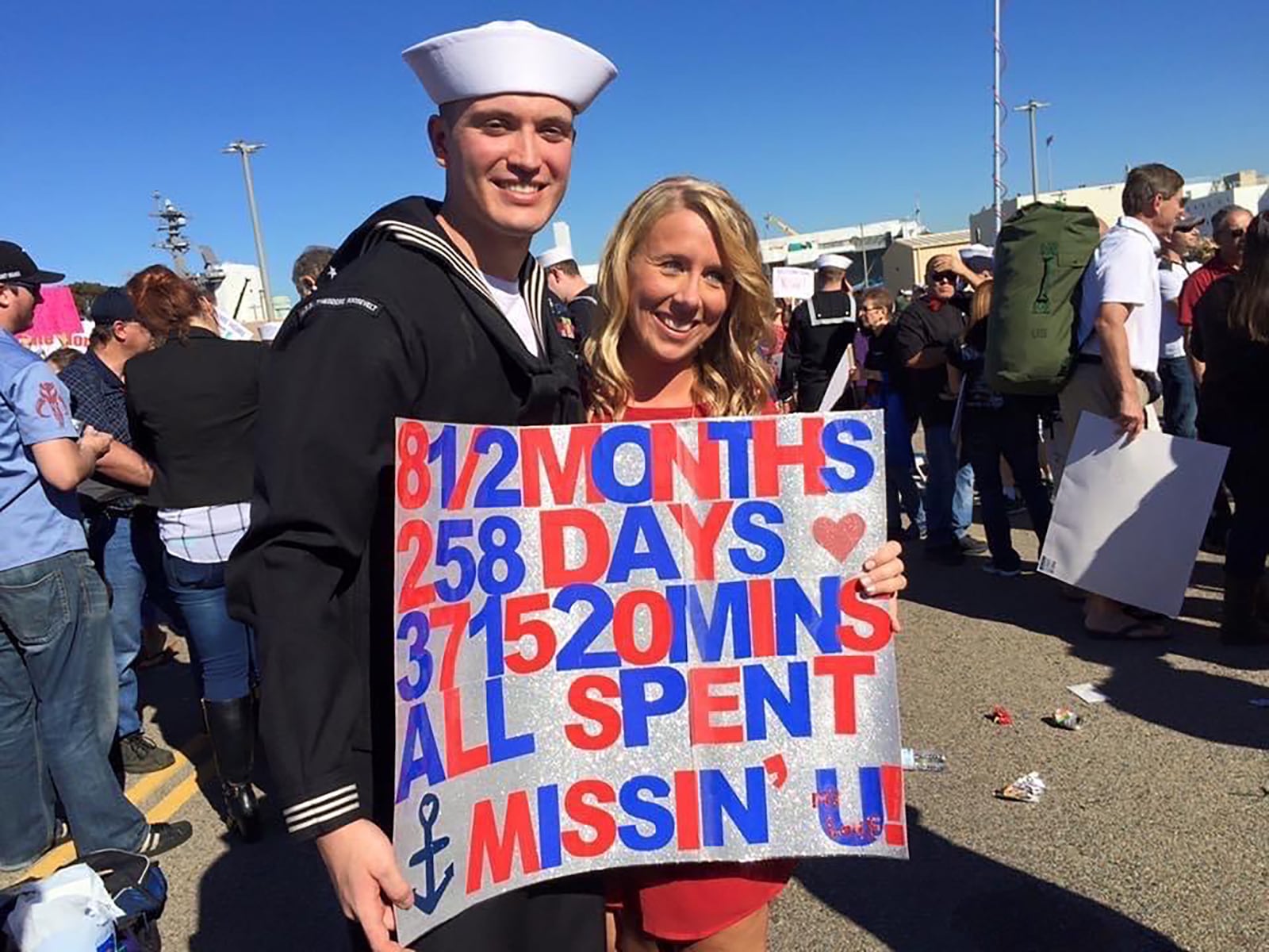 Joe Everett, left, enlisted in the U.S. Navy after graduating from Fairlawn High School in Sidney in 2010. He is shown with his wife, Casey, after ending his tour at sea on two aircraft carriers. CONTRIBUTED