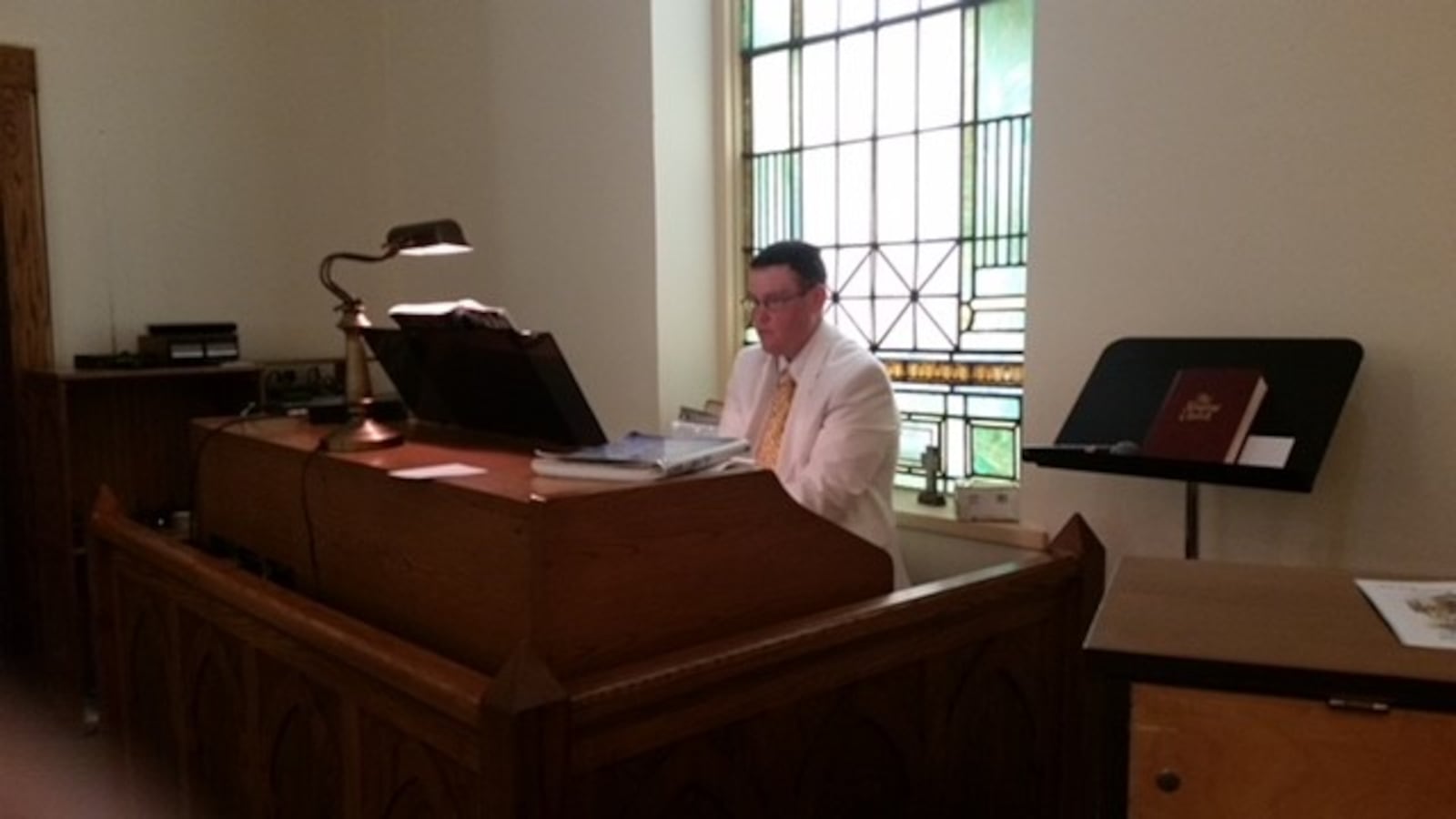 Johua Vanderpool is shown playing the piano