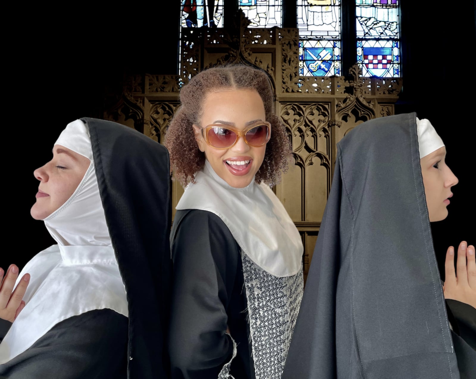 Left to right: Melissa Matarrese (Sister Mary Patrick), Alexis Ariana (Deloris Van Cartier) and Amy VanDyke (Sister Mary Robert) in Wright State University's 2022 production of "Sister Act." CONTRIBUTED