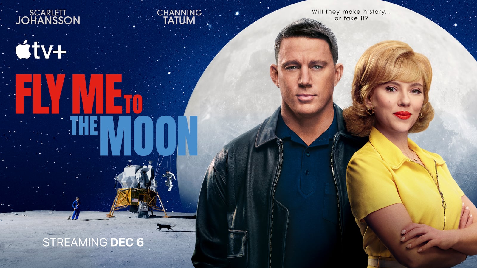 This image shows promotional art for the film "Fly Me to the Moon". (Apple TV+ via AP)