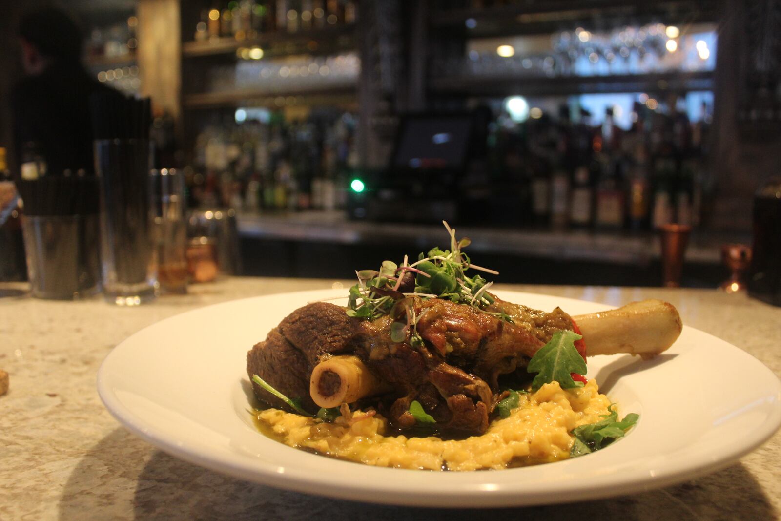 Salar Restaurant and Lounge  has been closed since a December fire. The restaurant in Dayton Oregon District is celebrating its reopening with event Sept 27 to 30, 2018. 
Northern Peruvian style braised  lamb shank is pictured.