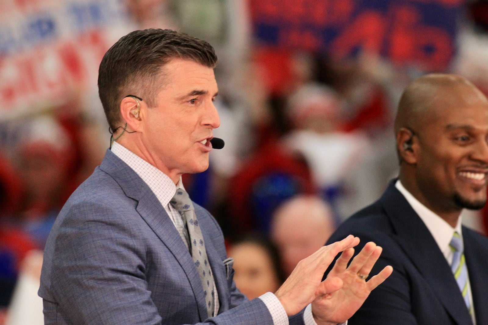 Rece Davis hosts ESPN's College GameDay on March 7, 2020, at the Frericks Center in Dayton. David Jablonski/Staff