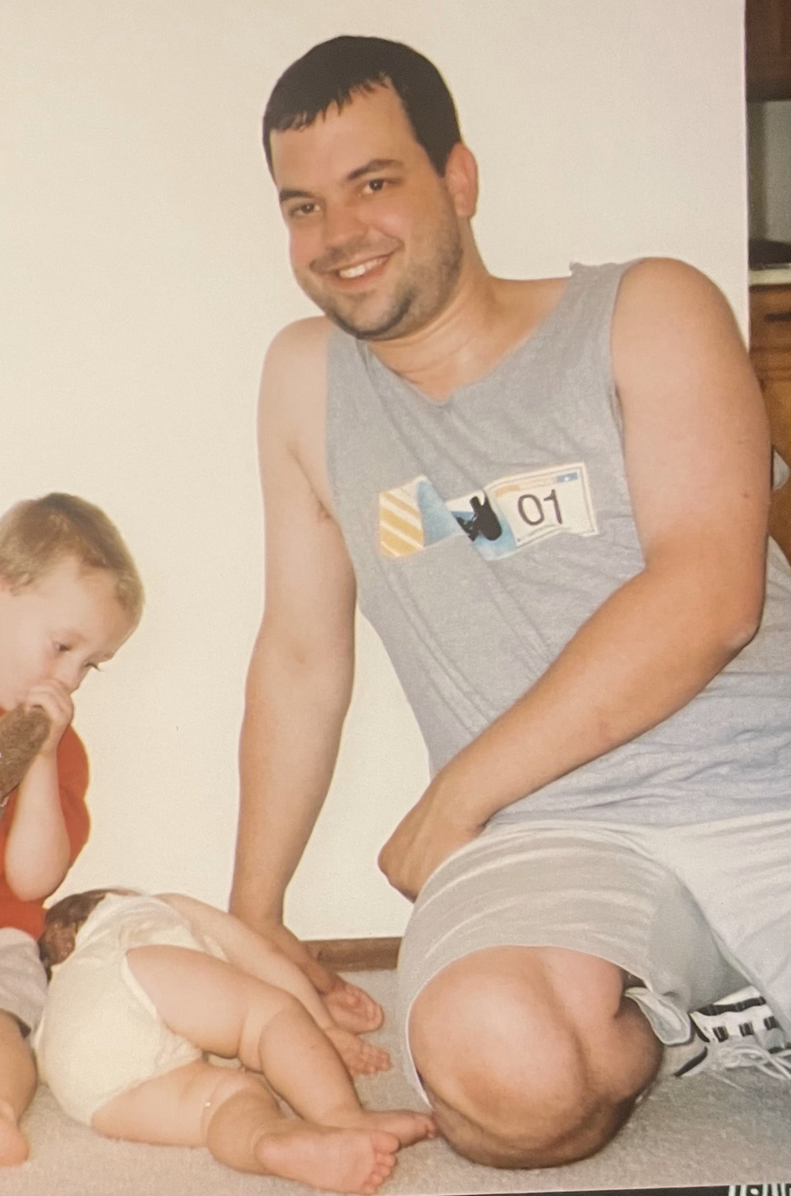 Matevia with his son Jackson (left) and daughter Riley (on floor) in 1997. Matevia began to gain weight after returning to Ohio and becoming a full-time stay-at-home dad. SUBMITTED PHOTO