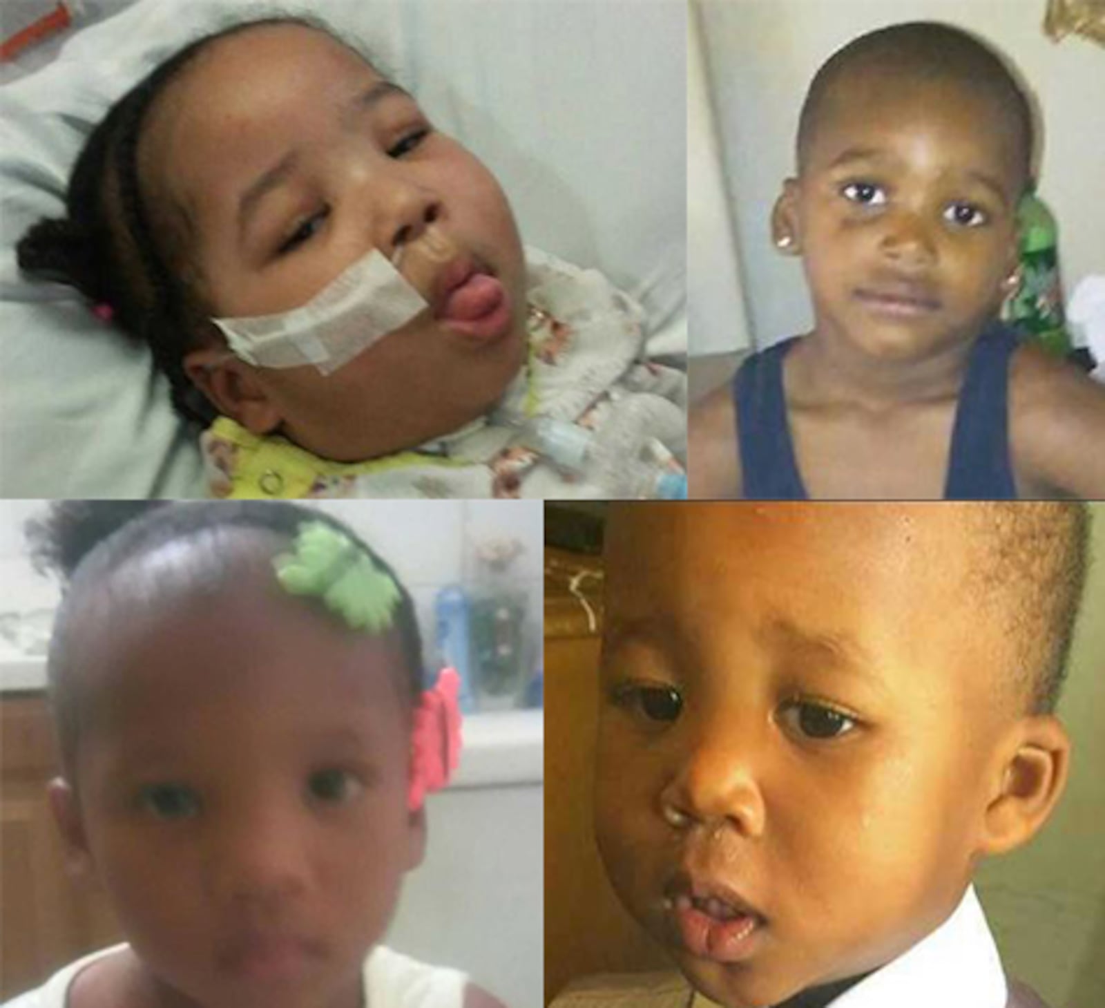 Savannah Harris, 2 - top left; Tayveon Harris, 7, top right; Zayanna Harris, 2, botton left; Kylee Harris, 4, bottom right