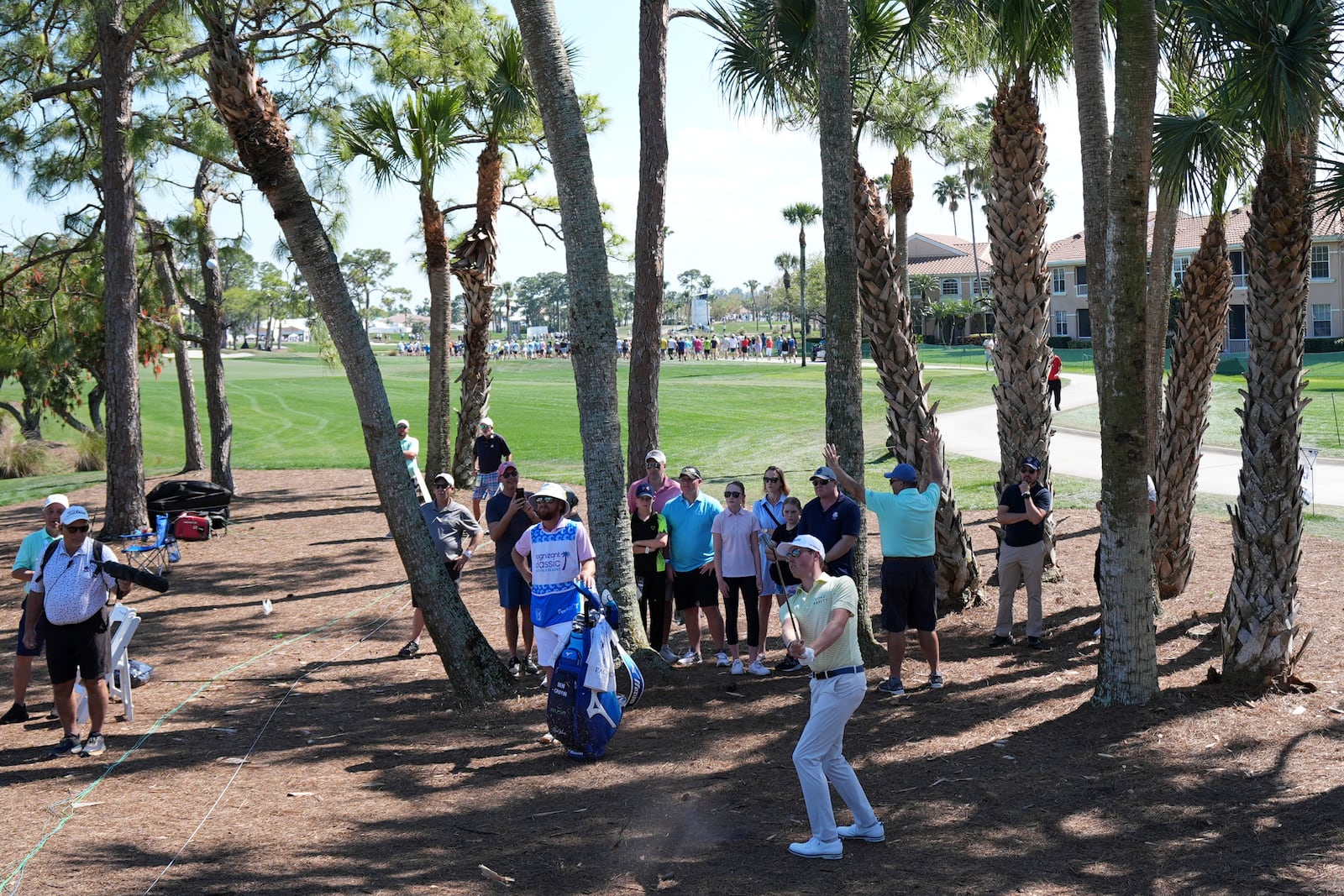 Ben Griffin hits from the rough toward the second green during the final round of the Cognizant Classic golf tournament, Sunday, March 2, 2025, in Palm Beach Gardens, Fla. (AP Photo/Rebecca Blackwell)