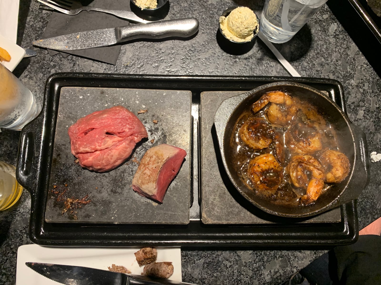 Black Rock Bar and Grill steak and sizzling shrimp combo.