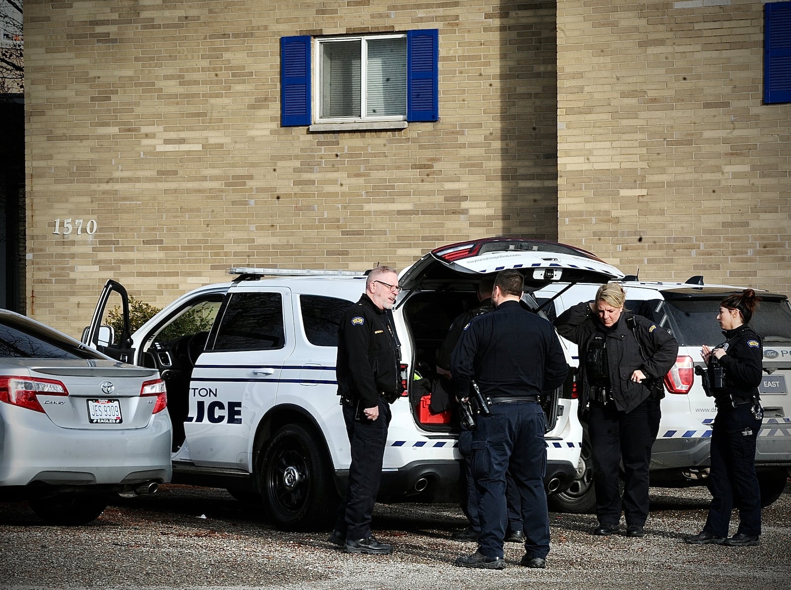 Dayton police responded to a report of a stabbing at an apartment in the 1500 block of Woodman Drive Thursday, Dec. 15, 2022. MARSHALL GORBY / STAFF