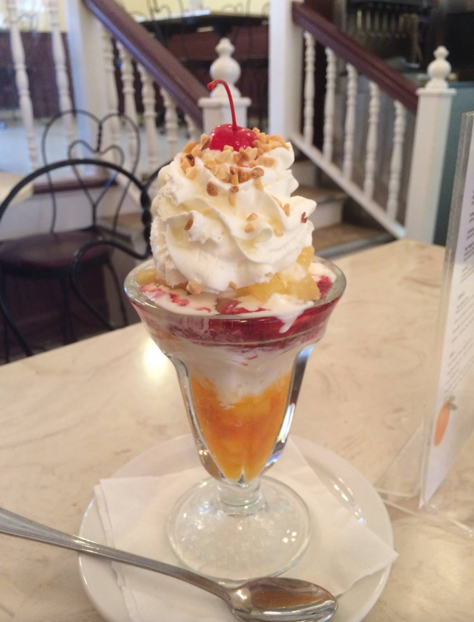 A sundae at the Village Ice Cream Parlor & Restaurant