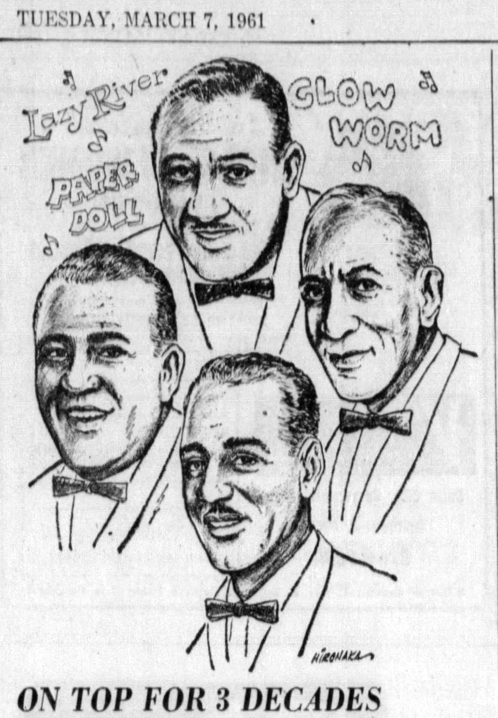 The Mills Brothers from 1961. DAYTON DAILY NEWS ARCHIVES.