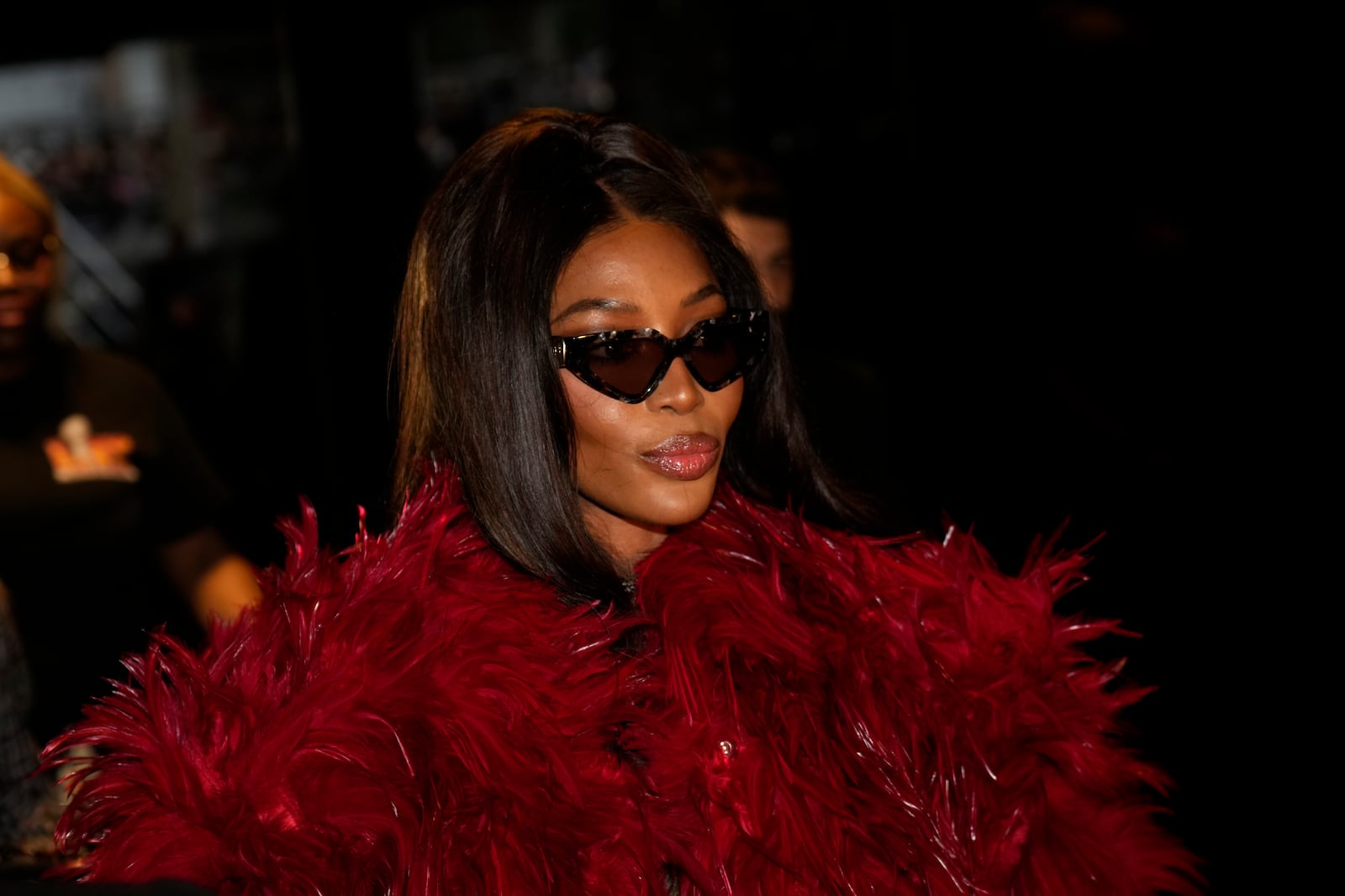 Naomi Campbell arrives at the Dolce&Gabbana's Fall/Winter 2025-2026 collection show presented in Milan, Italy, Saturday, March 1, 2025. (AP Photo/Luca Bruno)