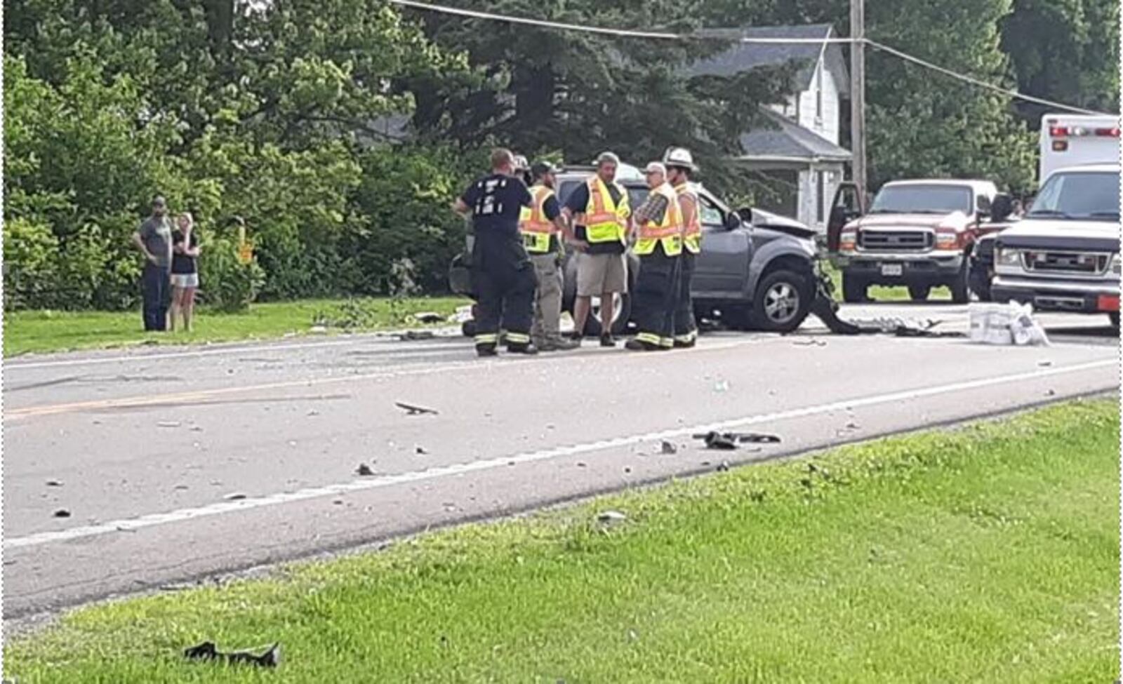 This is one of two vehicles in Thursday evening's collision on U.S. 36 near Covington. (Courtesy/Shirley Reiber)