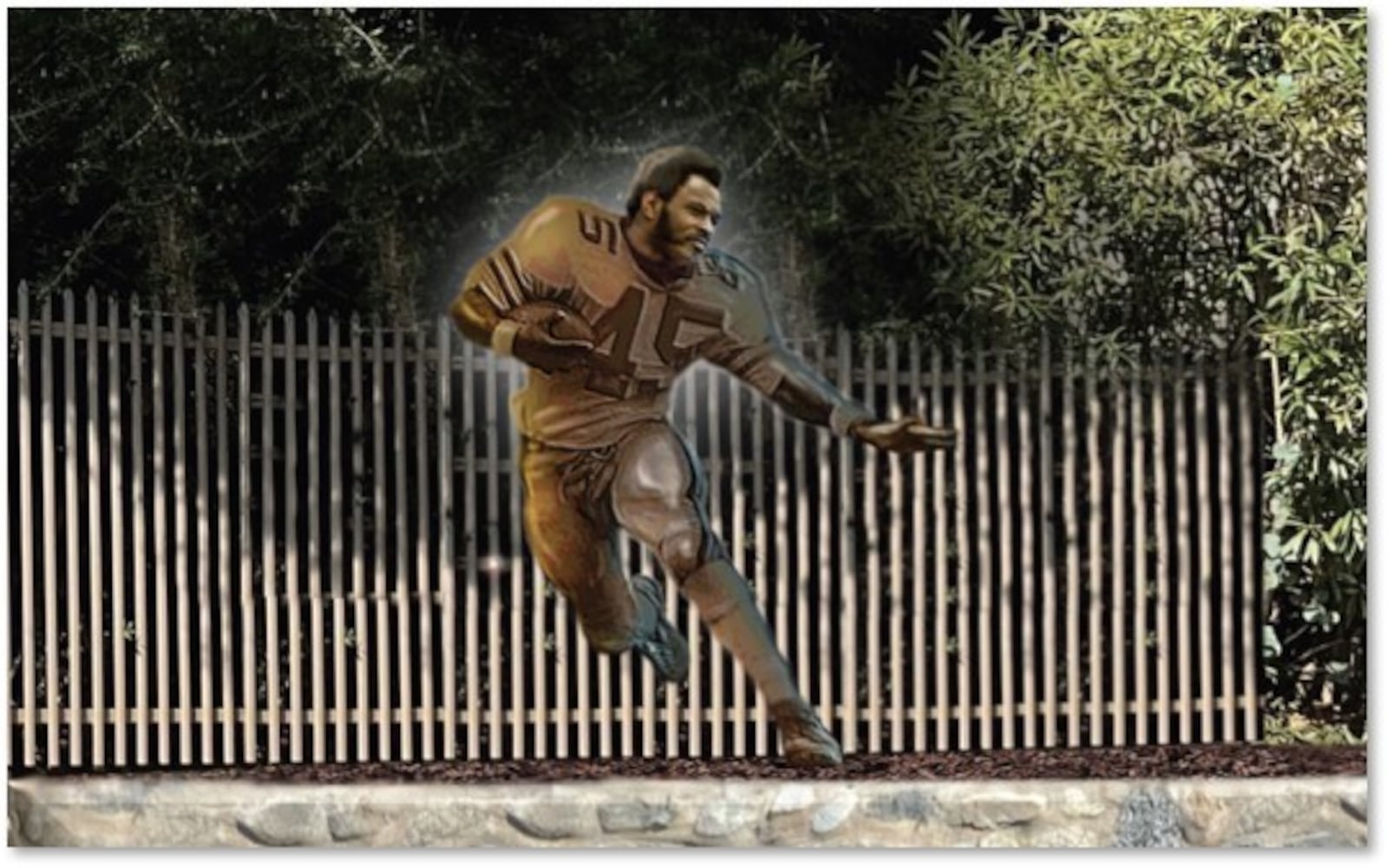 Archie Griffin statue rendering provided by the Rose Bowl