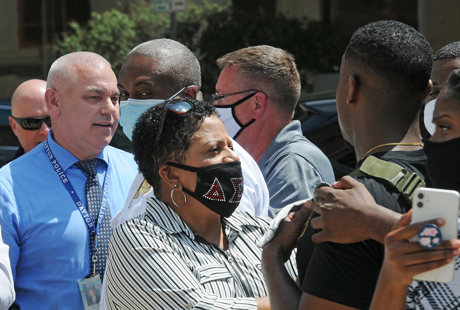 Tension between police and citizens during a press conference held at City Hall Wednesday. MARSHALL GORBY\STAFF