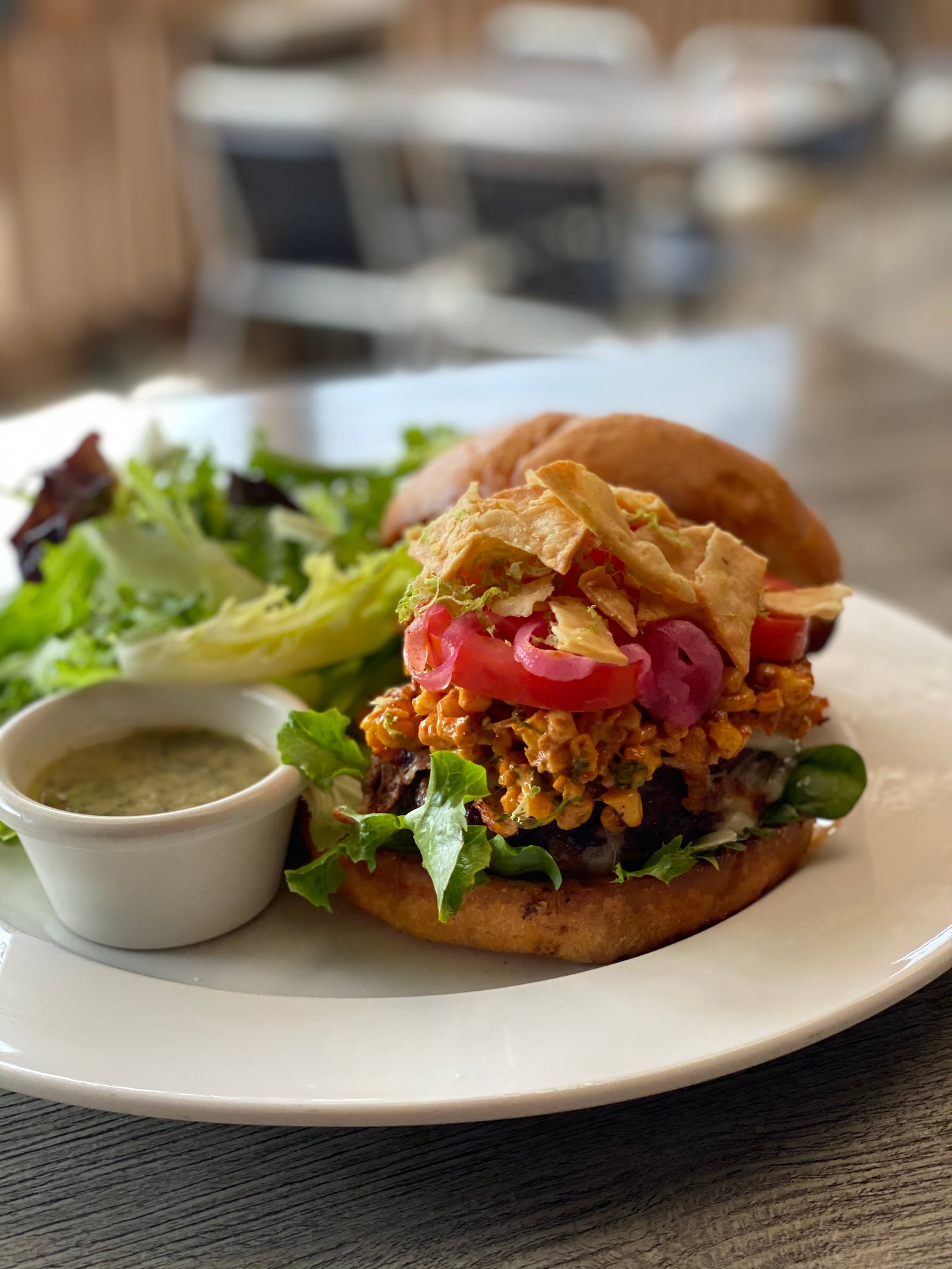 The Mexican Street Corn Burger at Wheat Penny for Dayton Burger Week, June 21-28. CONTRIBUTED