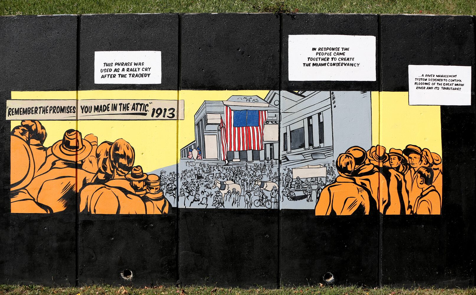 Comic book style mural honors Dayton Fire Department history