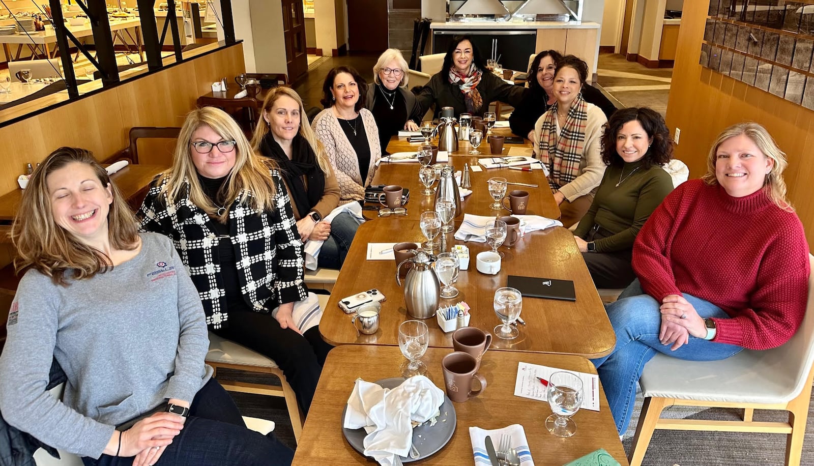 Women in Christian Leadership at Tuesday Morning Breakfast in March. From left, they are  Mary Miller, Mary Studebaker, Cindy Gaboury, Cheri Robison, Jeanne Porter, Blanca Criner, Carrie Webb, Denise Green, Valentina Fulton and Karin VanZant. CONTRIBUTED