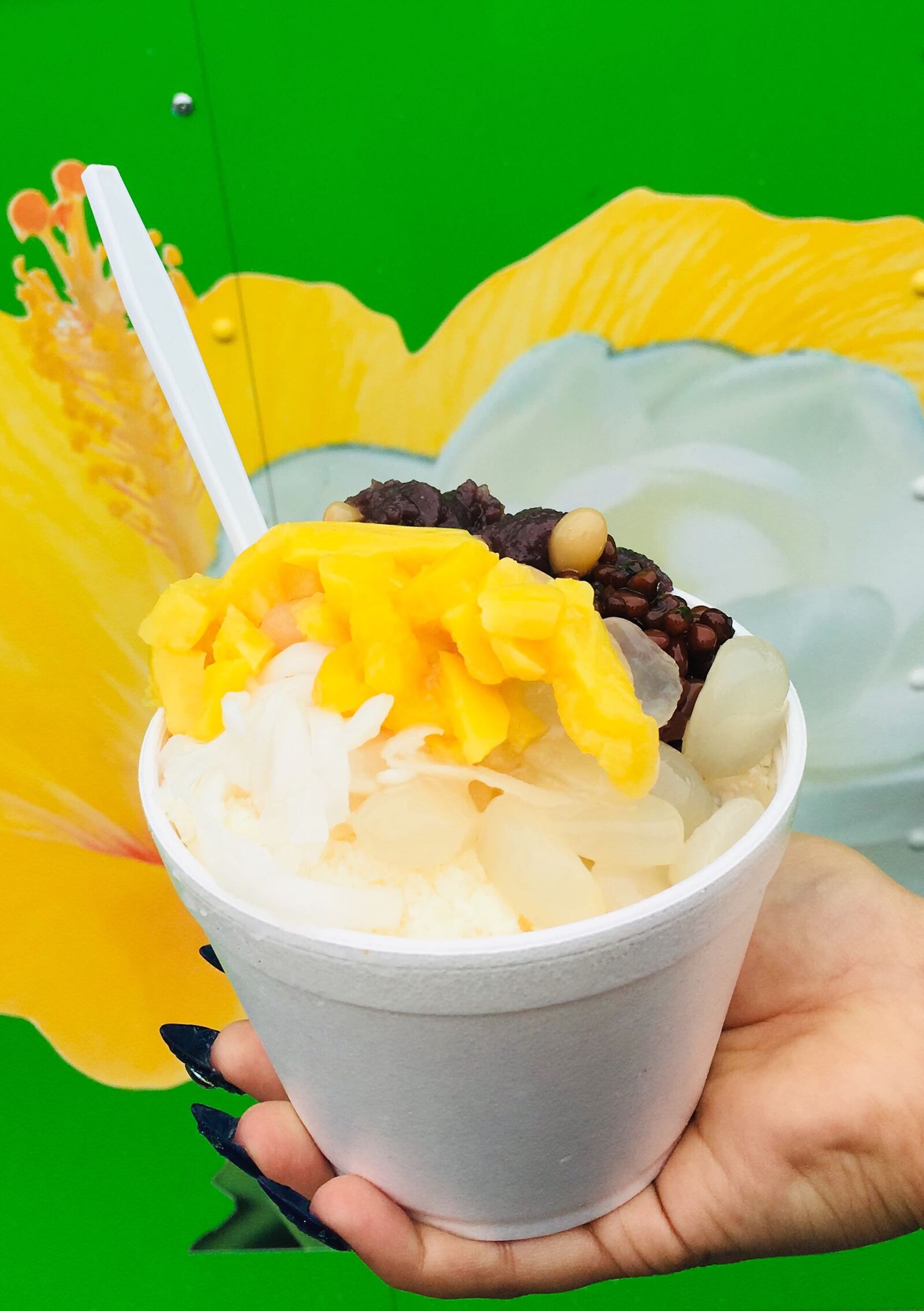 HaolePino is a food truck that serves Hawaiian and Filipino food in the Dayton-area, including this dessert called 'Halo-Halo' (translates to “mix-mix”). True to its namesake, the frozen treat consists of shaved ice, mixed candied beans and fruits. ALLEGRA CZERWINSKI / STAFF PHOTO